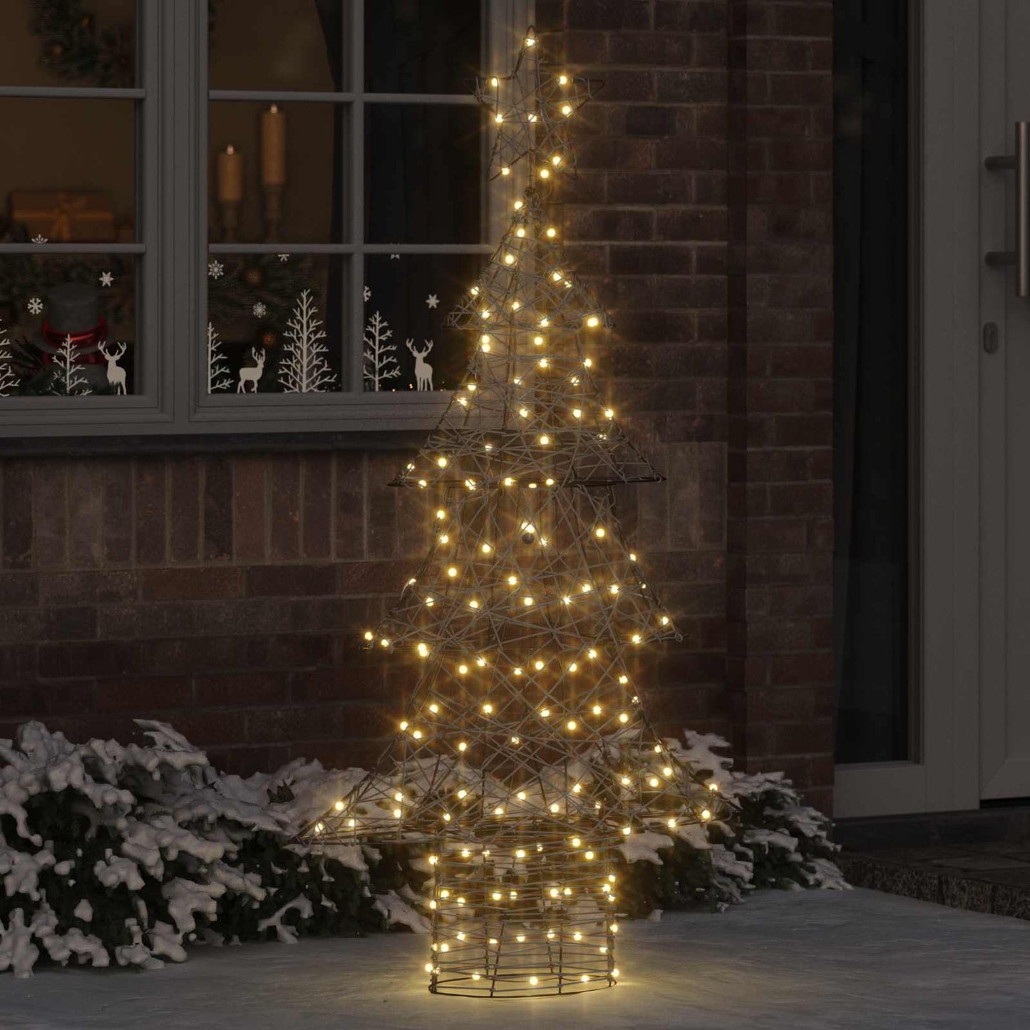 JUNG Vida Weihnachtsbaum mit 160 LEDs Warmweiß 150 cm Rattan