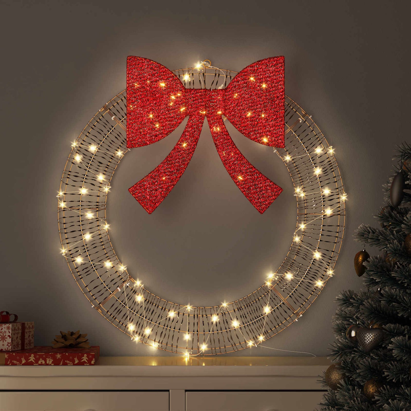 JUNG Vida Kranz mit 60 LEDs Warmweiß 75 cm PET