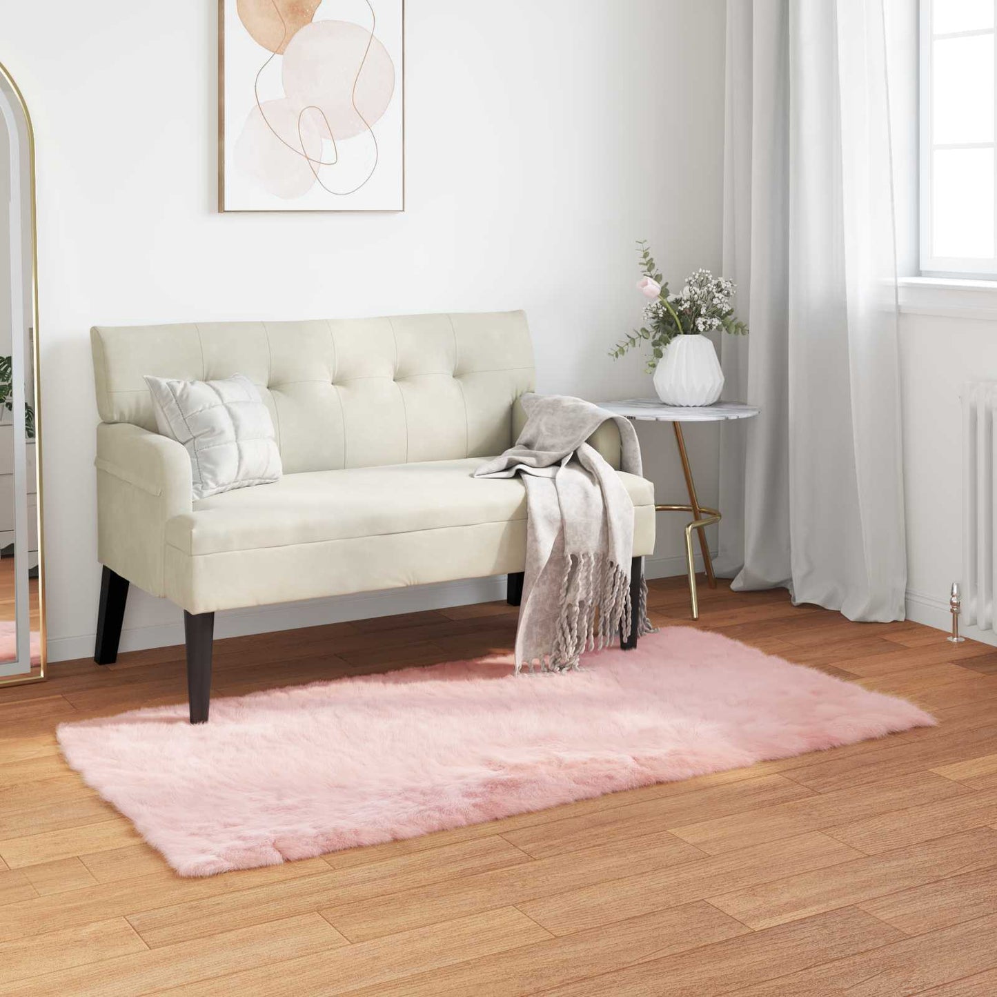 JUNG Vida Kunstschaffell Teppich Tafalla Rosa 80 x 150 cm Polyester