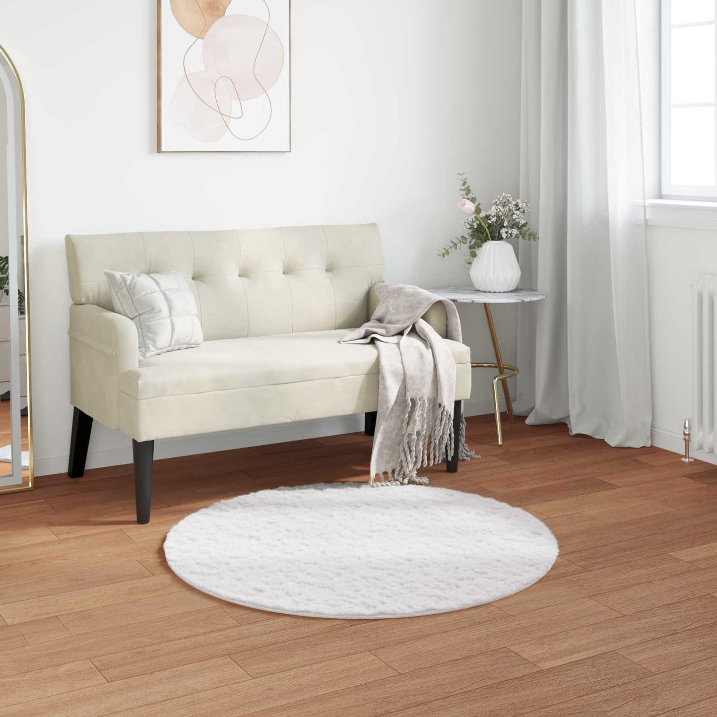 JUNG Vida Kunstfell Hasen Teppich Olite Weiß Ø 120 cm Polyester