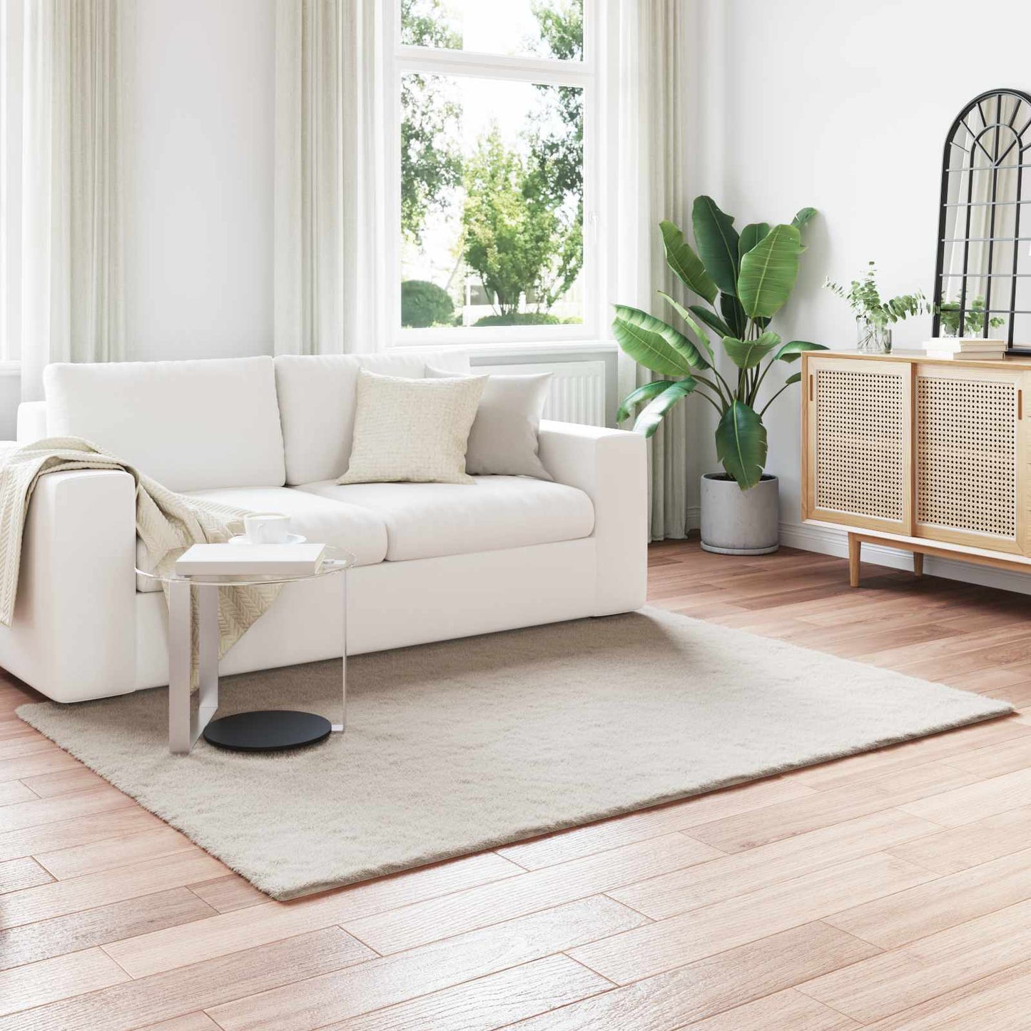 JUNG Vida Kunstfell Hasen Teppich Olite Beige 140 x 200 cm Polyester