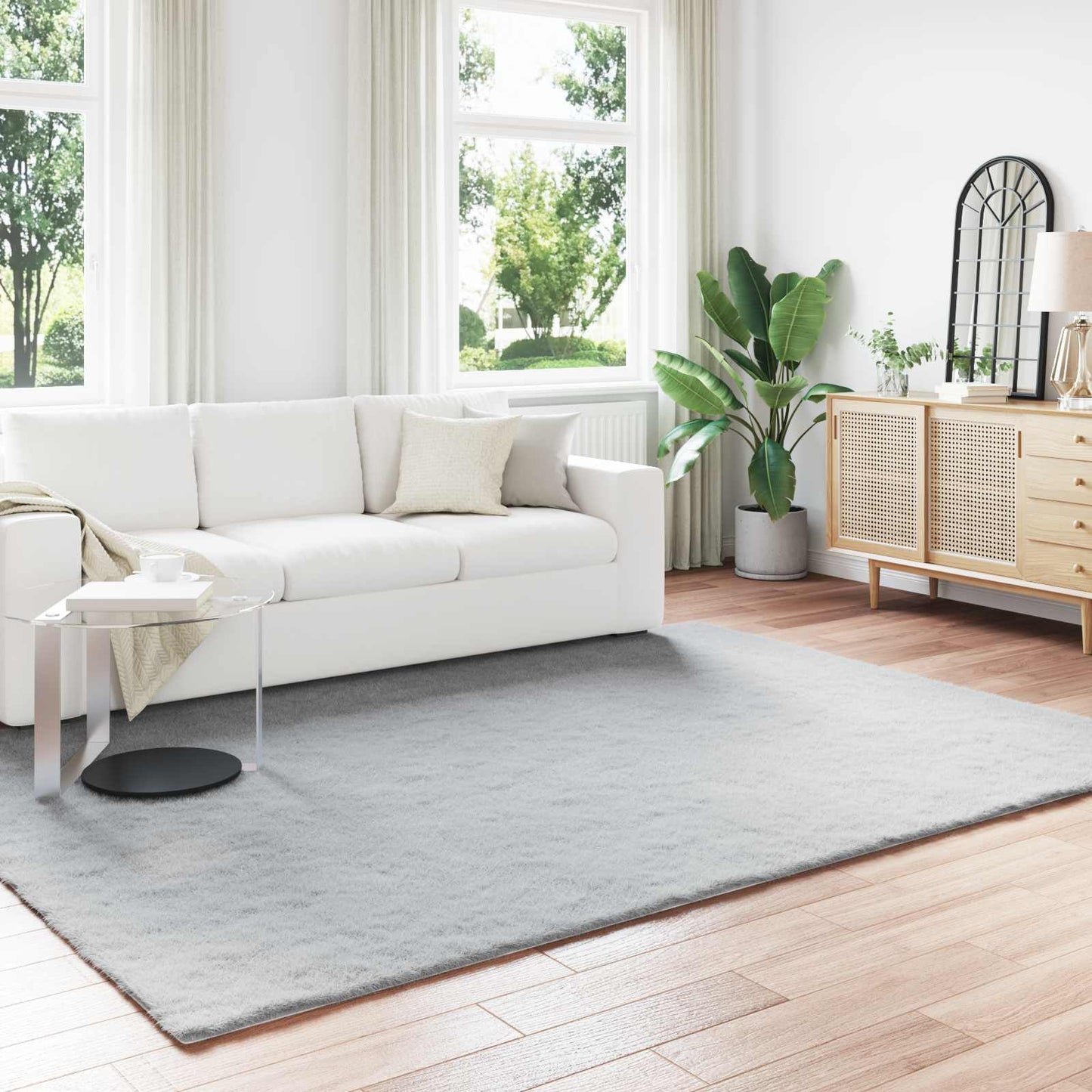 JUNG Vida Kunstfell Hasen Teppich Olite Grau 240 x 340 cm Polyester