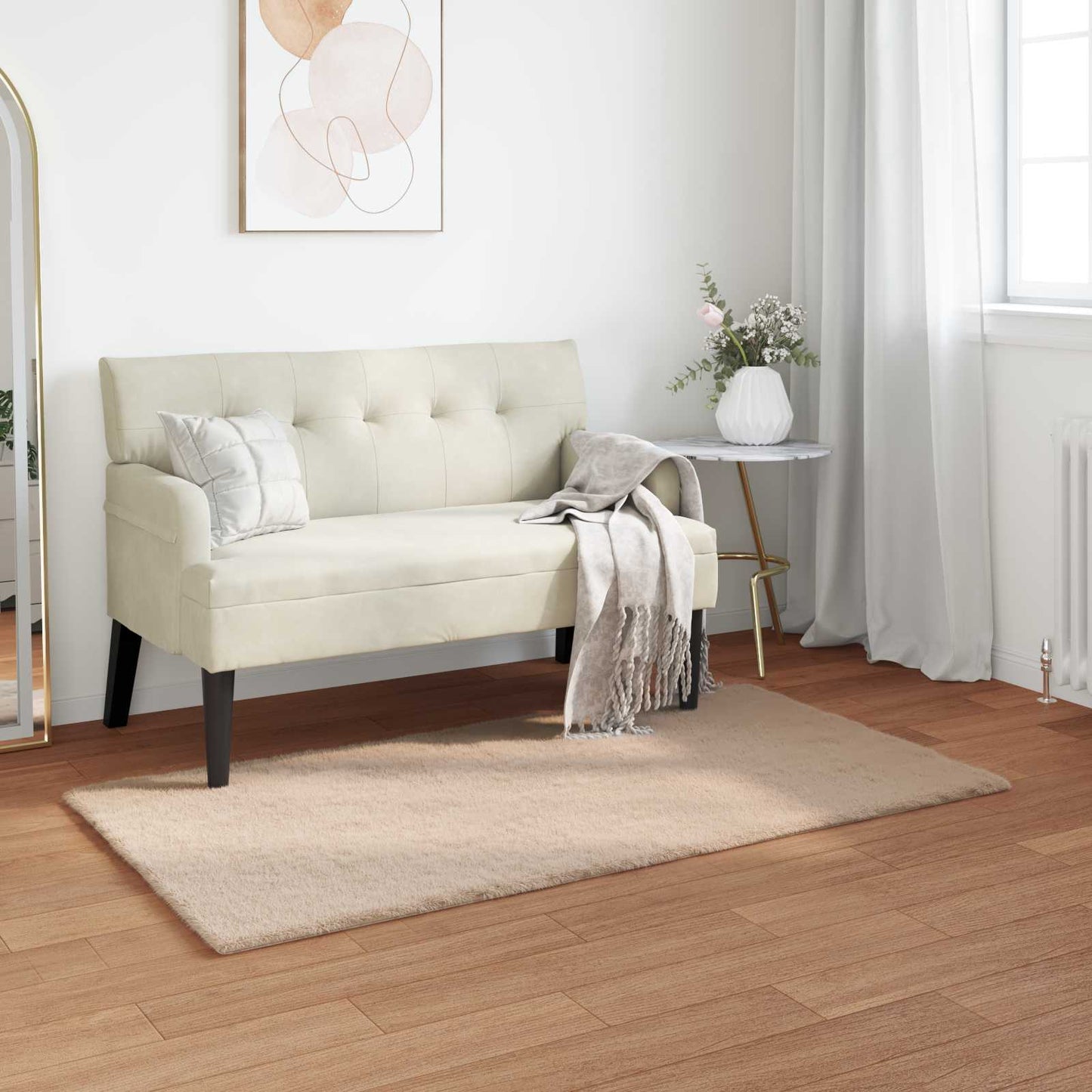 JUNG Vida Kunstfell Hasen Teppich Olite Taupe 80 x 150 cm Polyester