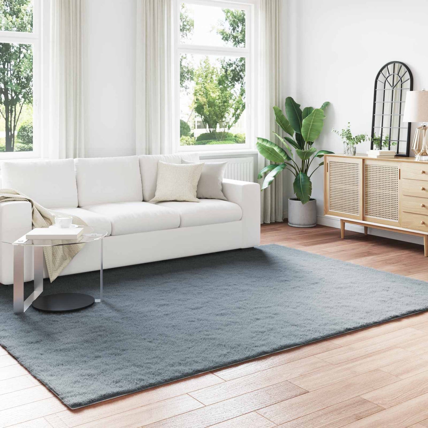 JUNG Vida Kunstfell Hasen Teppich Olite Anthrazit 200 x 280 cm Polyester