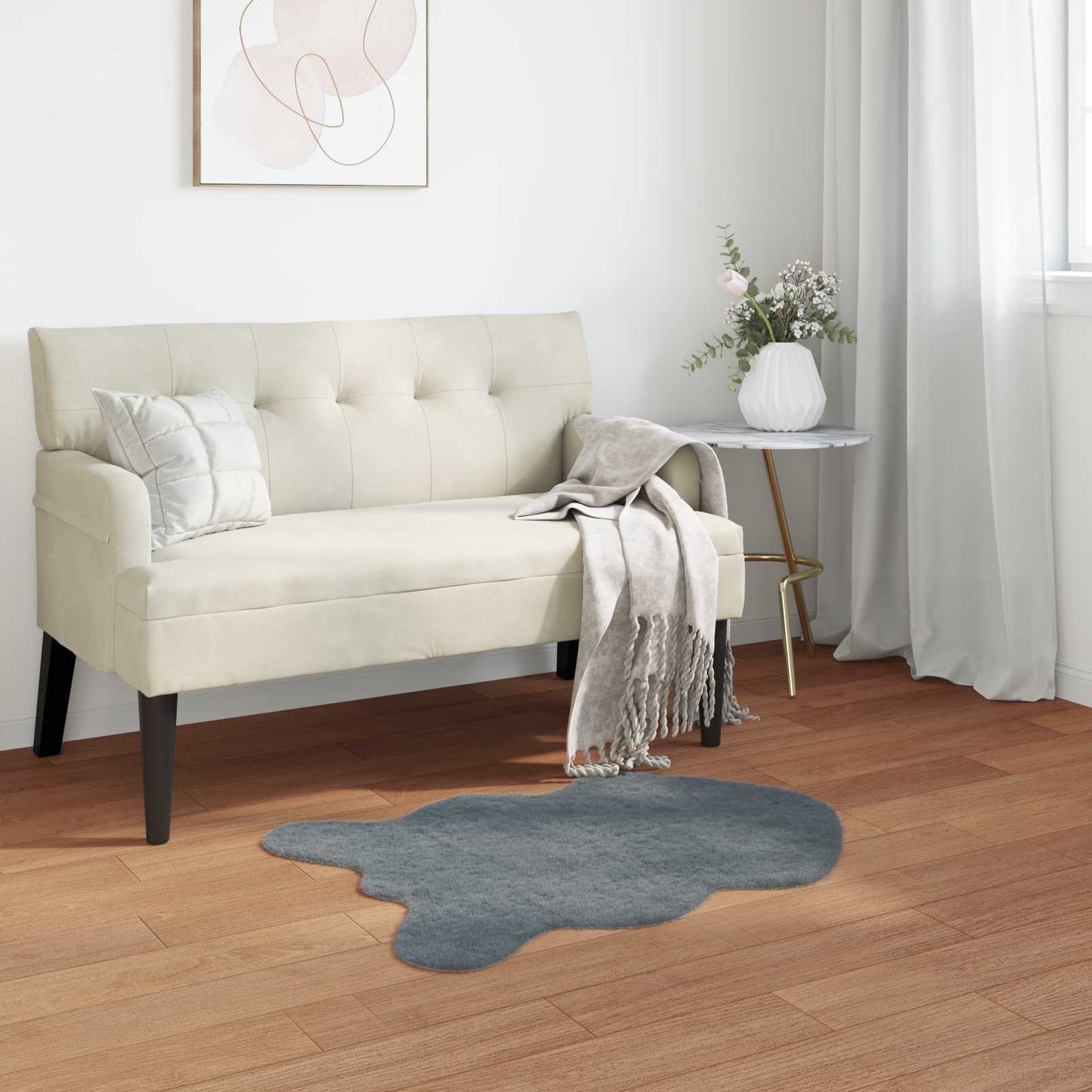 JUNG Vida Kunstfell Hasen Teppich Olite Anthrazit 80 x 120 cm Polyester