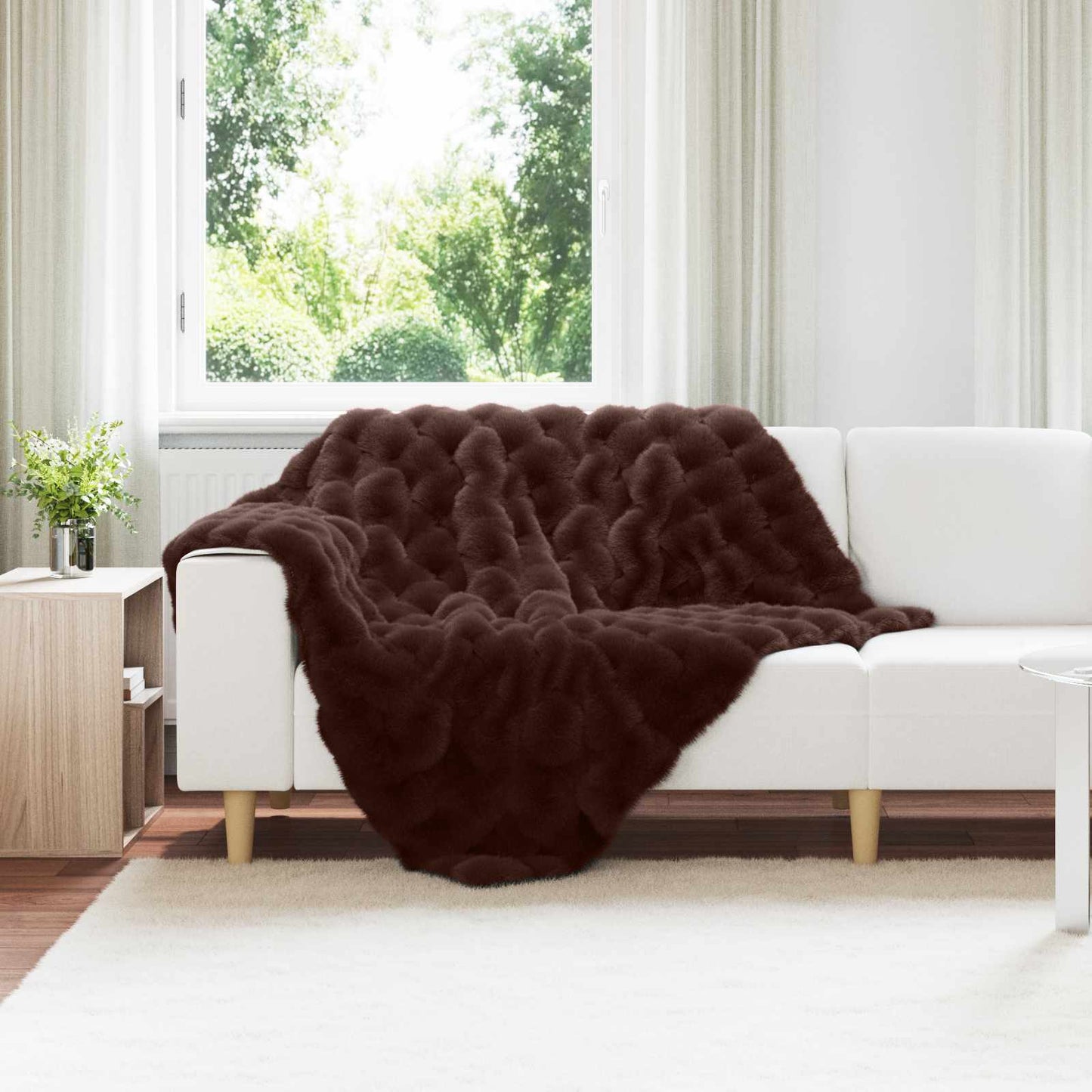 JUNG Vida Kunstfell Kaninchenfell Decke Kamel 130 x 150 cm Polyester