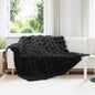 JUNG Vida Kunstfell Kaninchenfell Decke Schwarz 220 x 240 cm Polyester