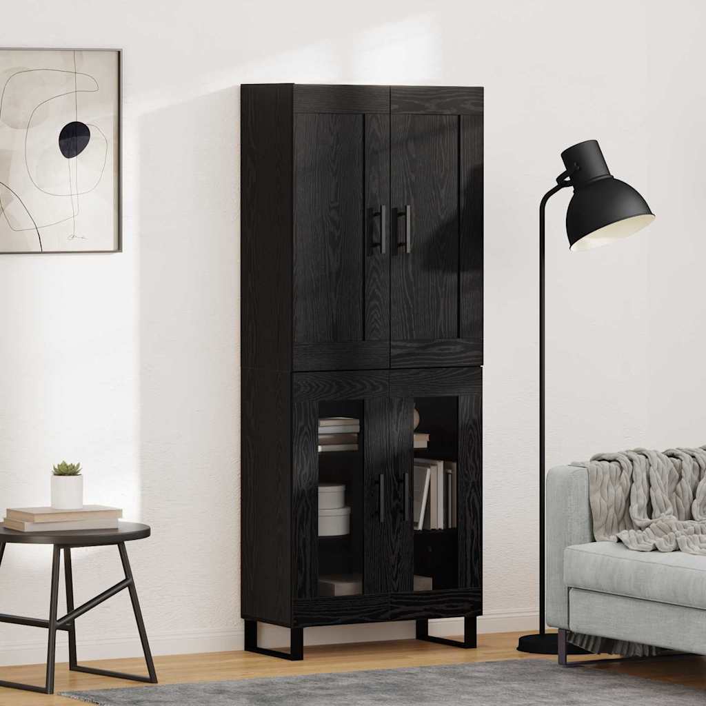 JUNG Vida Highboard Schwarz Eichen-Optik 69,5 x 34 x 180 cm Holzwerkstoff