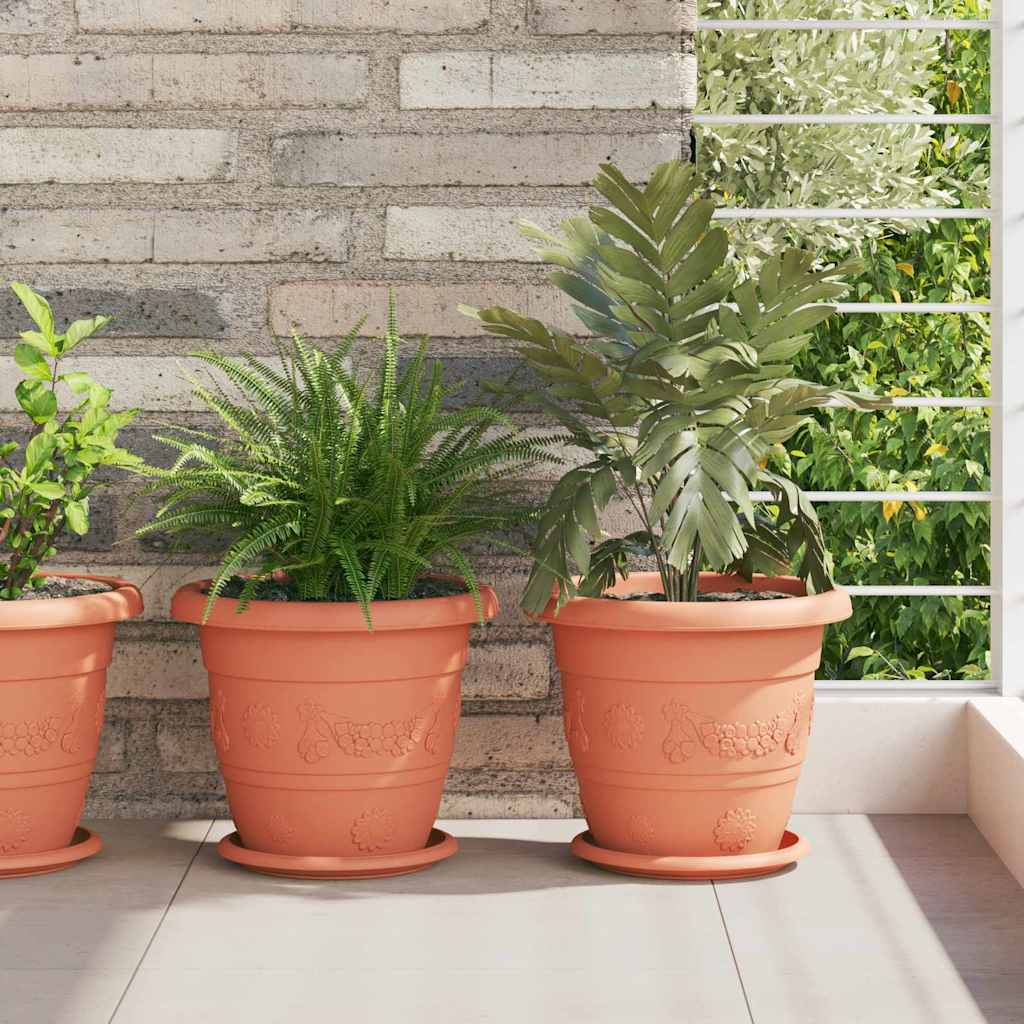 JUNG Vida Runde Blumenplatte 6 pcs Ziegelrot Ø 19 x 2 cm Kunststoff