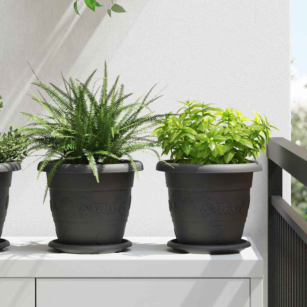 JUNG Vida Runde Blumenplatte 6 pcs Schwarz Ø 17,5 x 2 cm Kunststoff