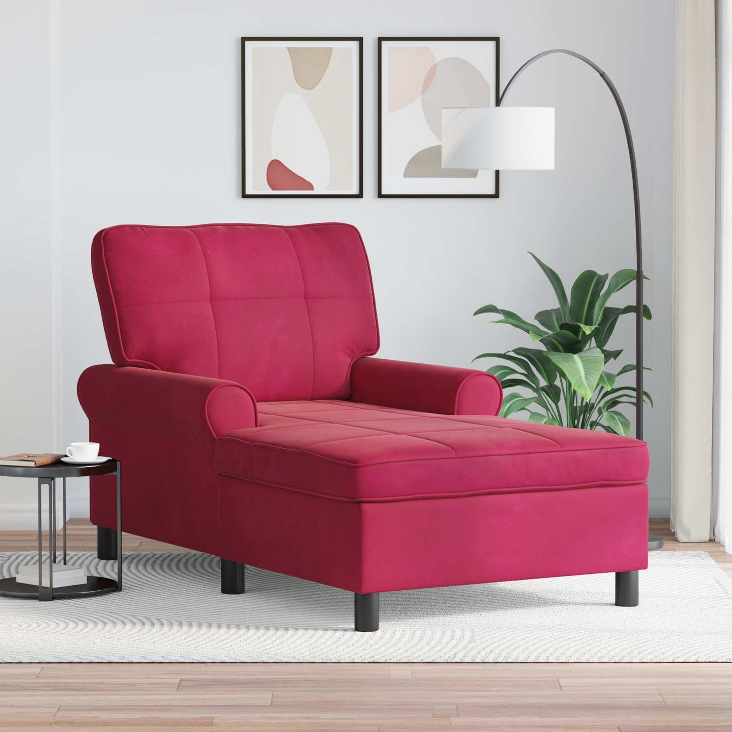 JUNG Vida Lounge-Liege mit Kissen Weinrot 91 x 157 x 91 cm Samt