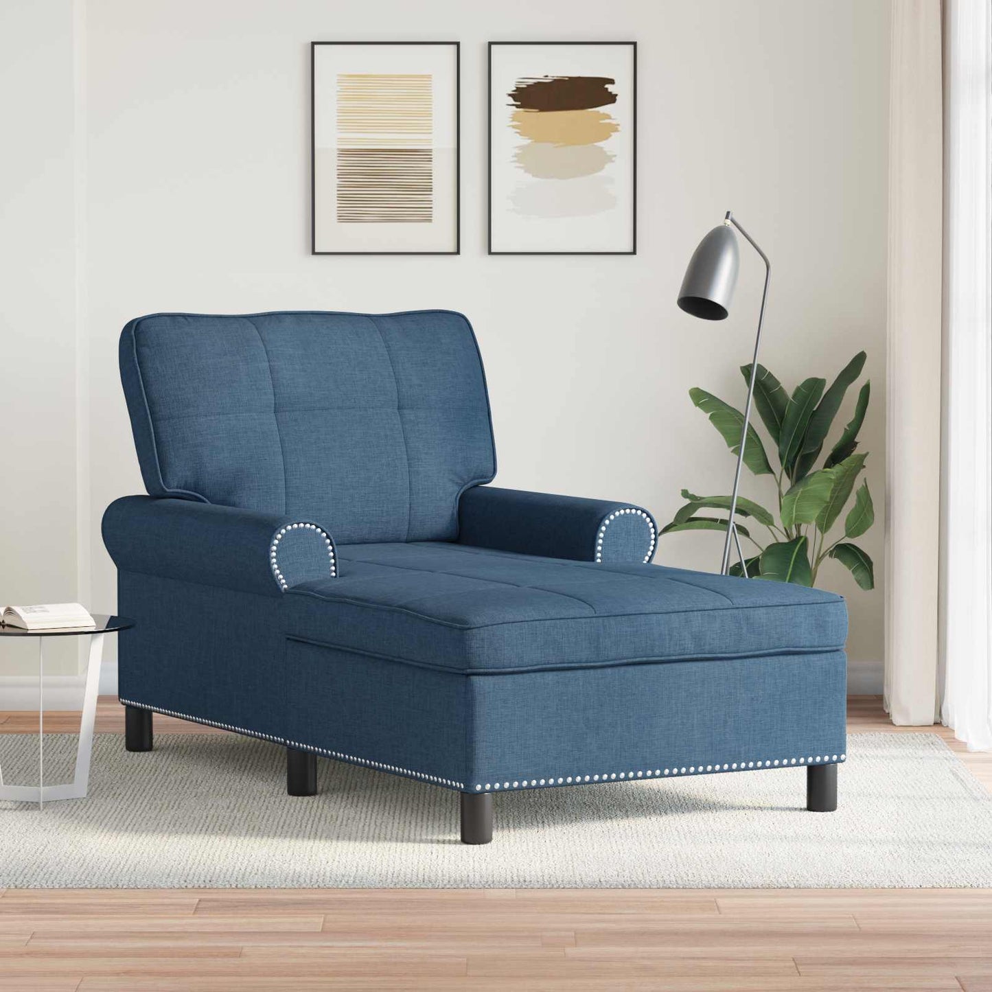 JUNG Vida Lounge-Liege mit Kissen Blau 91 x 157 x 91 cm Stoff