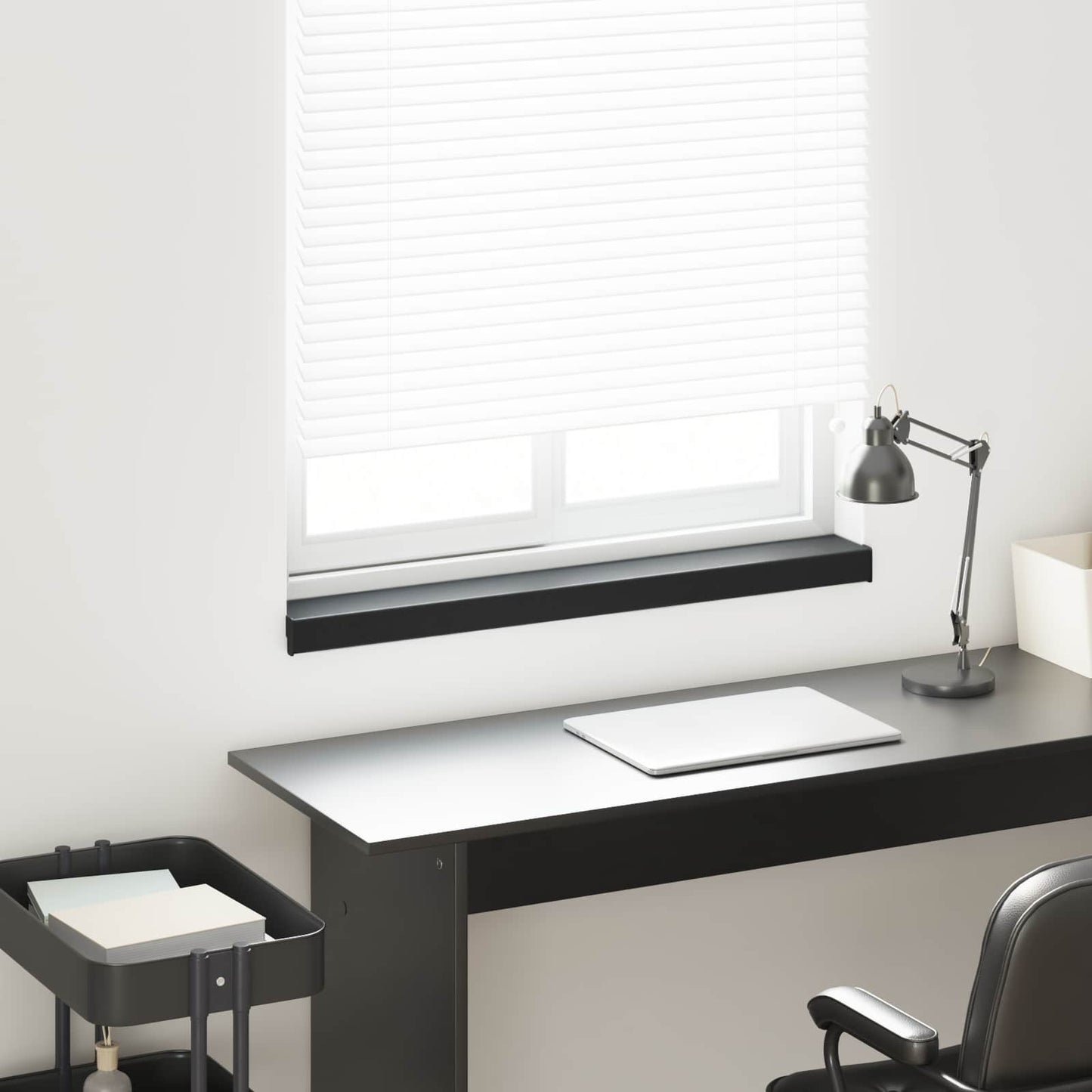 JUNG Vida Fensterbank Schwarz mit Holzmaserung 60 x 15 x 4,5 cm PVC
