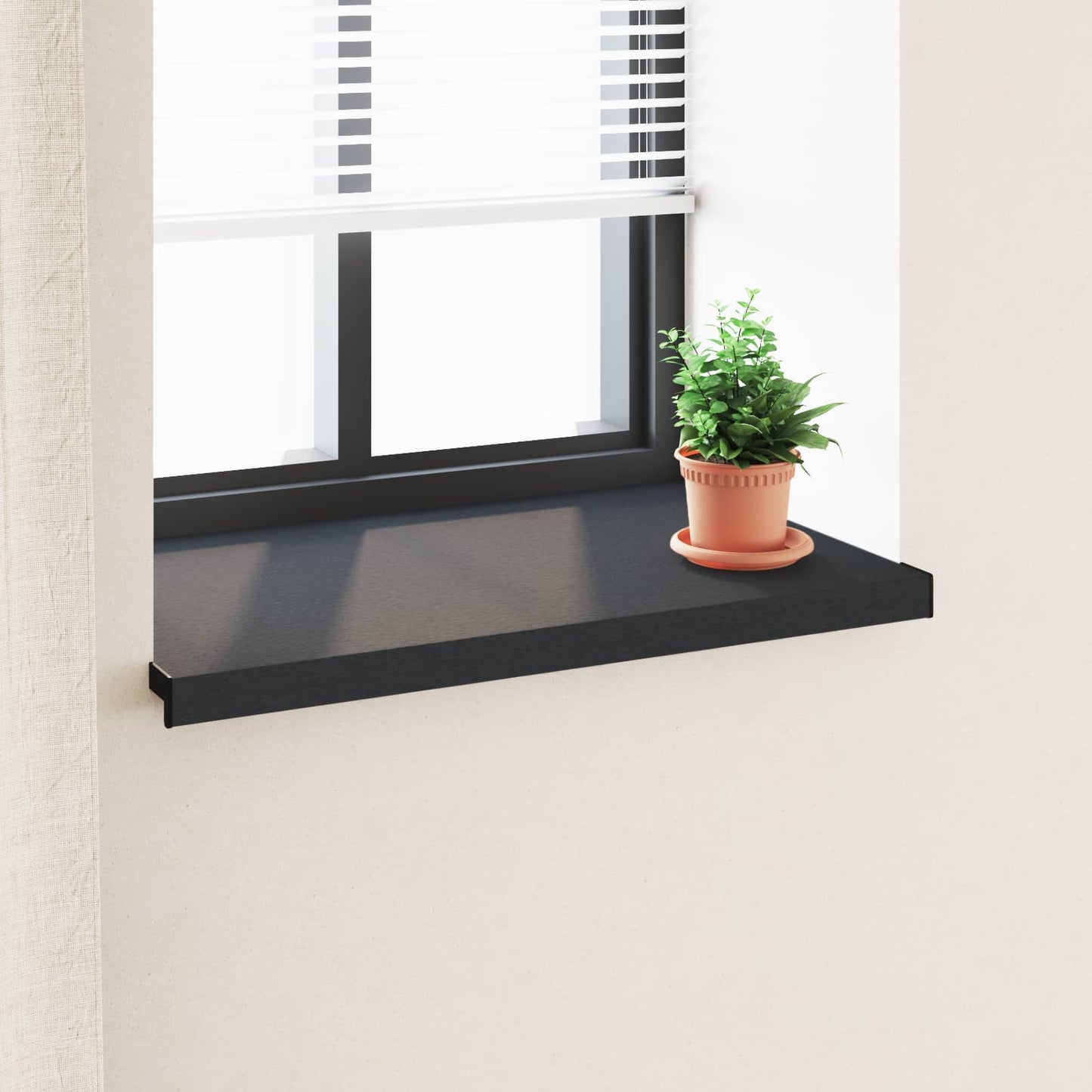 JUNG Vida Fensterbank Anthrazit mit Holzmaserung 100 x 50 x 4,5 cm PVC