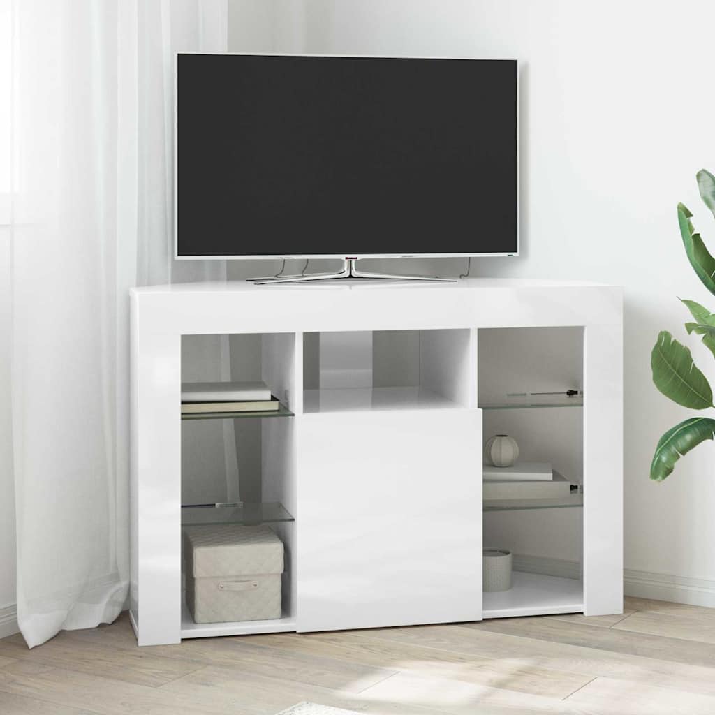 JUNG Vida Eck-LED-TV-Schrank Hochglanz Weiß 100x40x68cm Holzwerkstoff