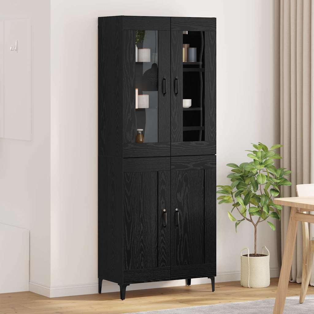JUNG Vida Highboard Schwarz Eichen-Optik 69,5 x 34 x 180 cm Holzwerkstoff