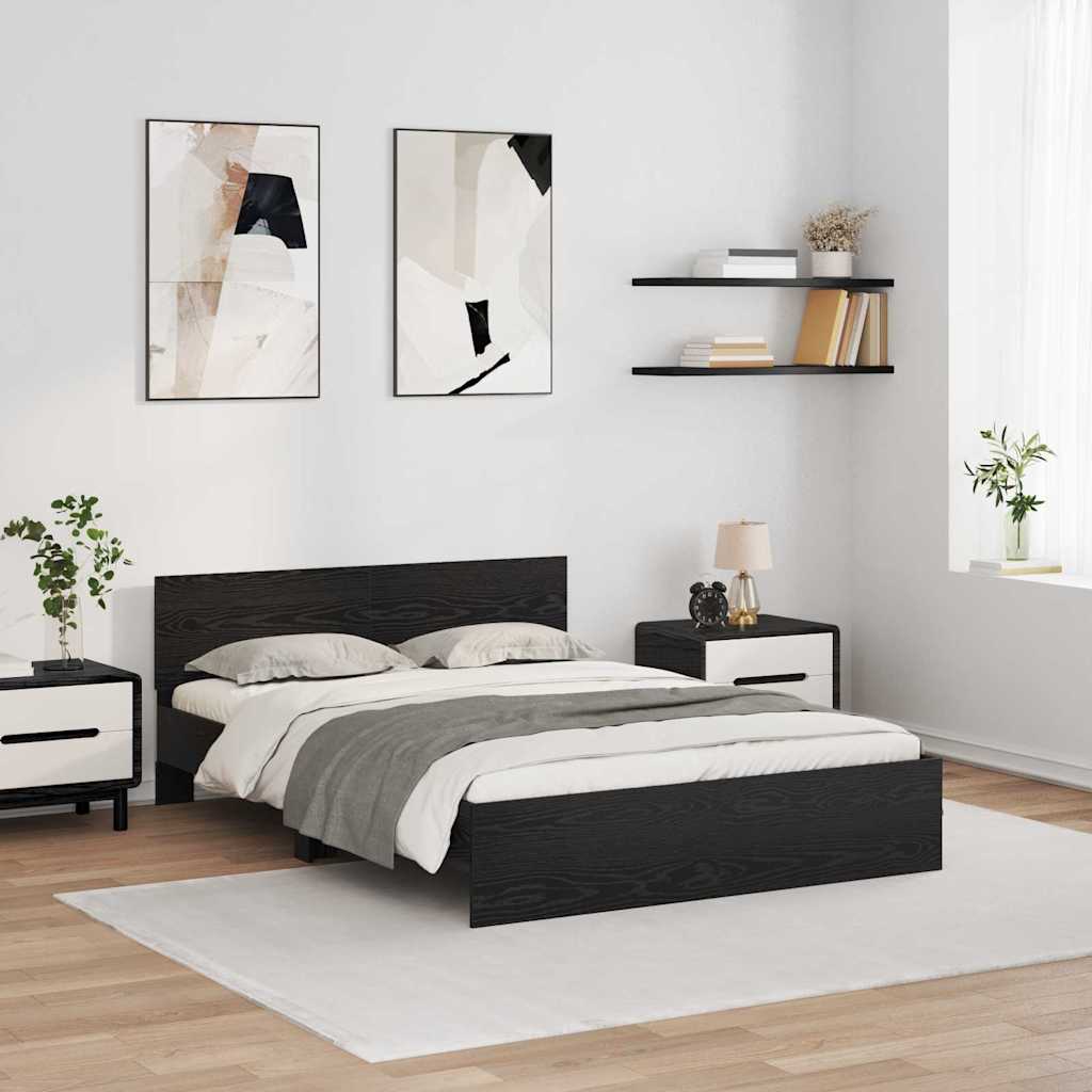 JUNG Vida Bettrahmen Schwarz Eichen-Optik 160 x 200 cm Holzwerkstoff
