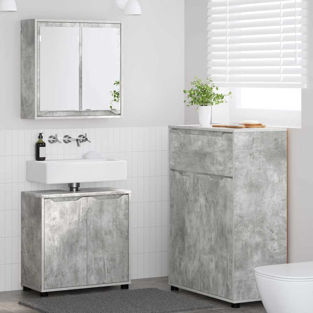 JUNG Vida Badezimmermöbel-Set mit Regal 3 pcs Beton Grau Holzwerkstoff