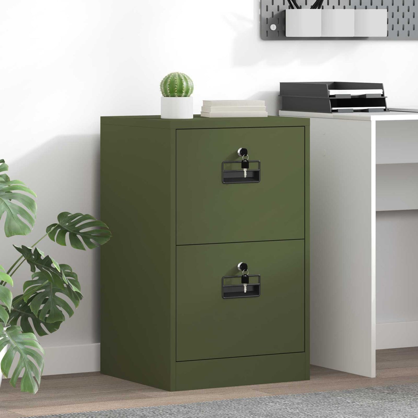 JUNG Vida Aktenschrank Olive Grün 44 x 50 x 106,5 cm Kaltgewalzter Stahl