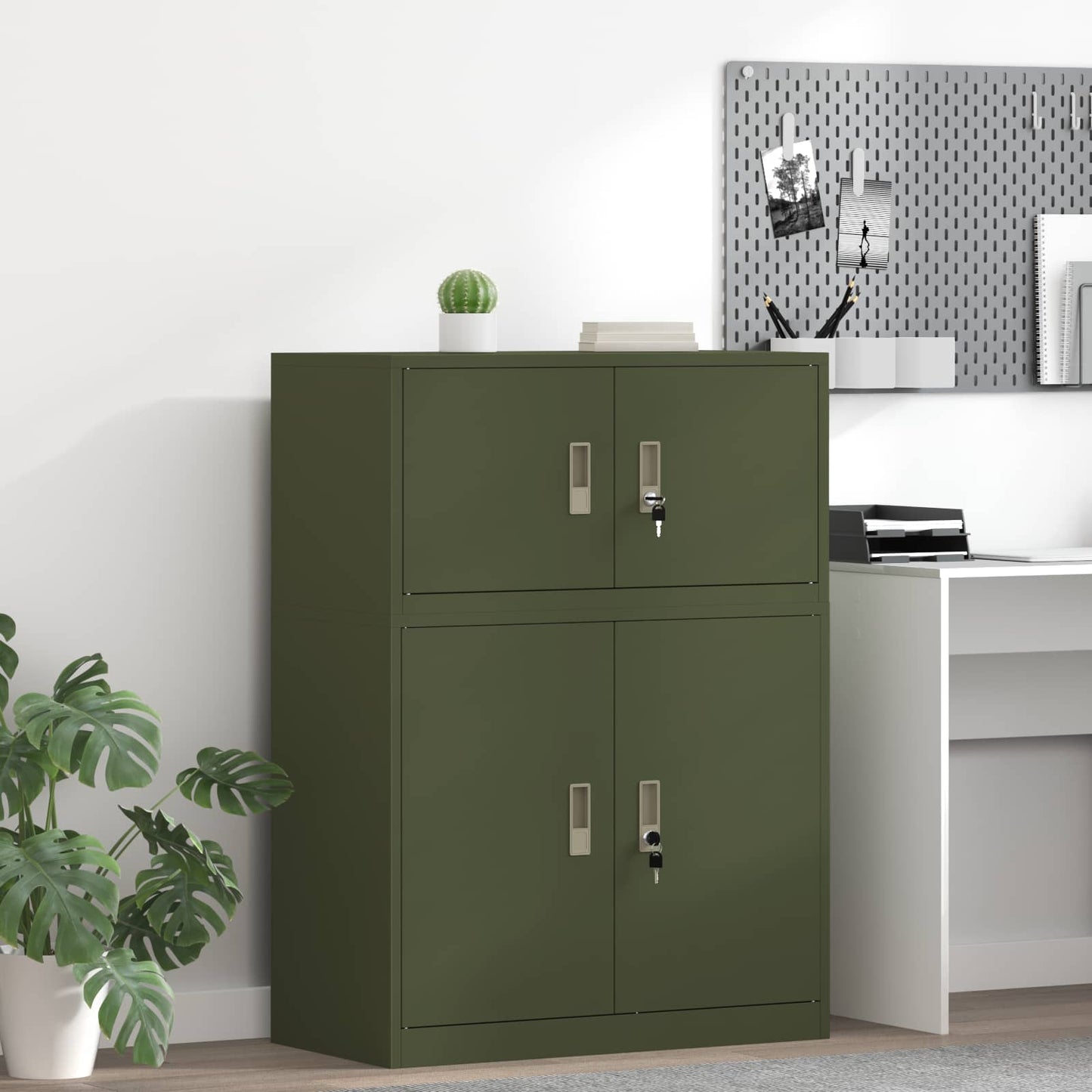 JUNG Vida Aufbewahrungsschrank Olive Grün 80 x 40 x 40 cm Stahl
