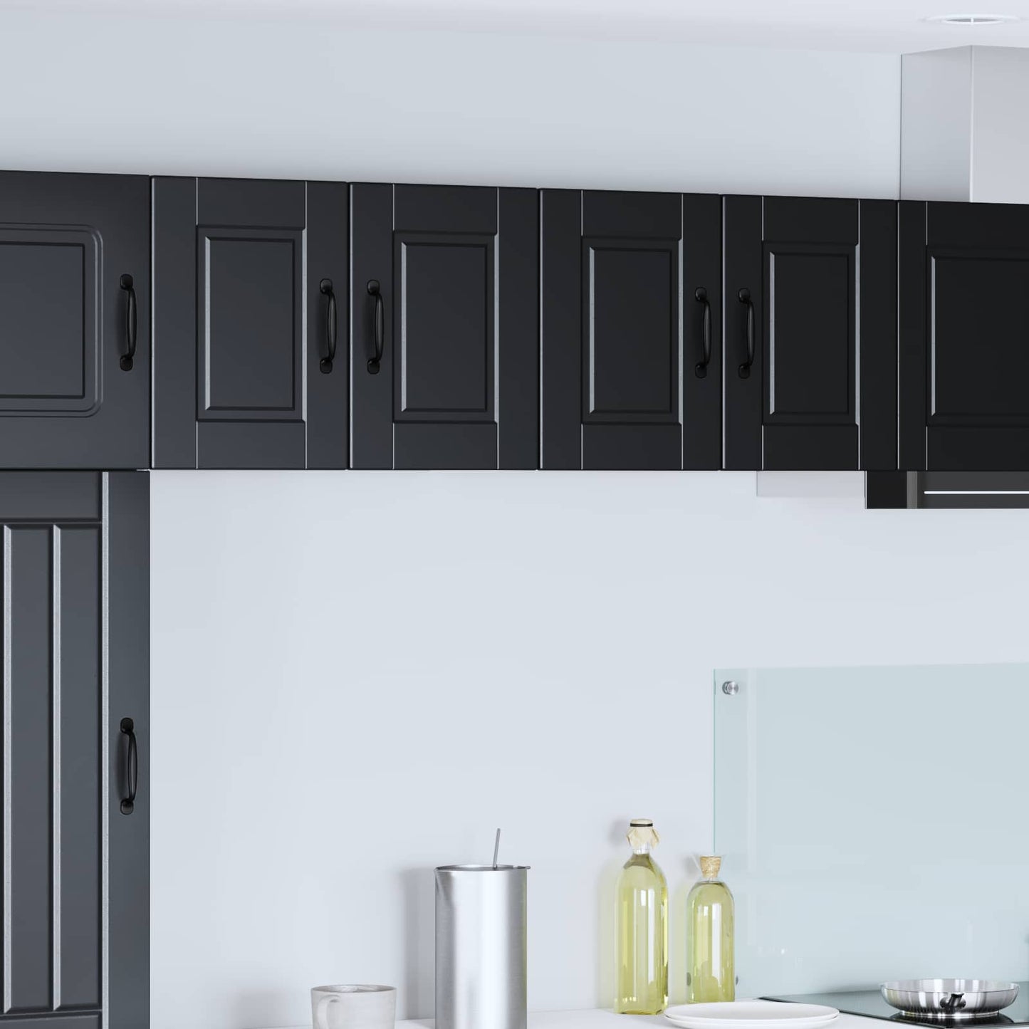 JUNG Vida Küchenschrank mit Regal Schwarz 60 x 31 x 40 cm Holzwerkstoff