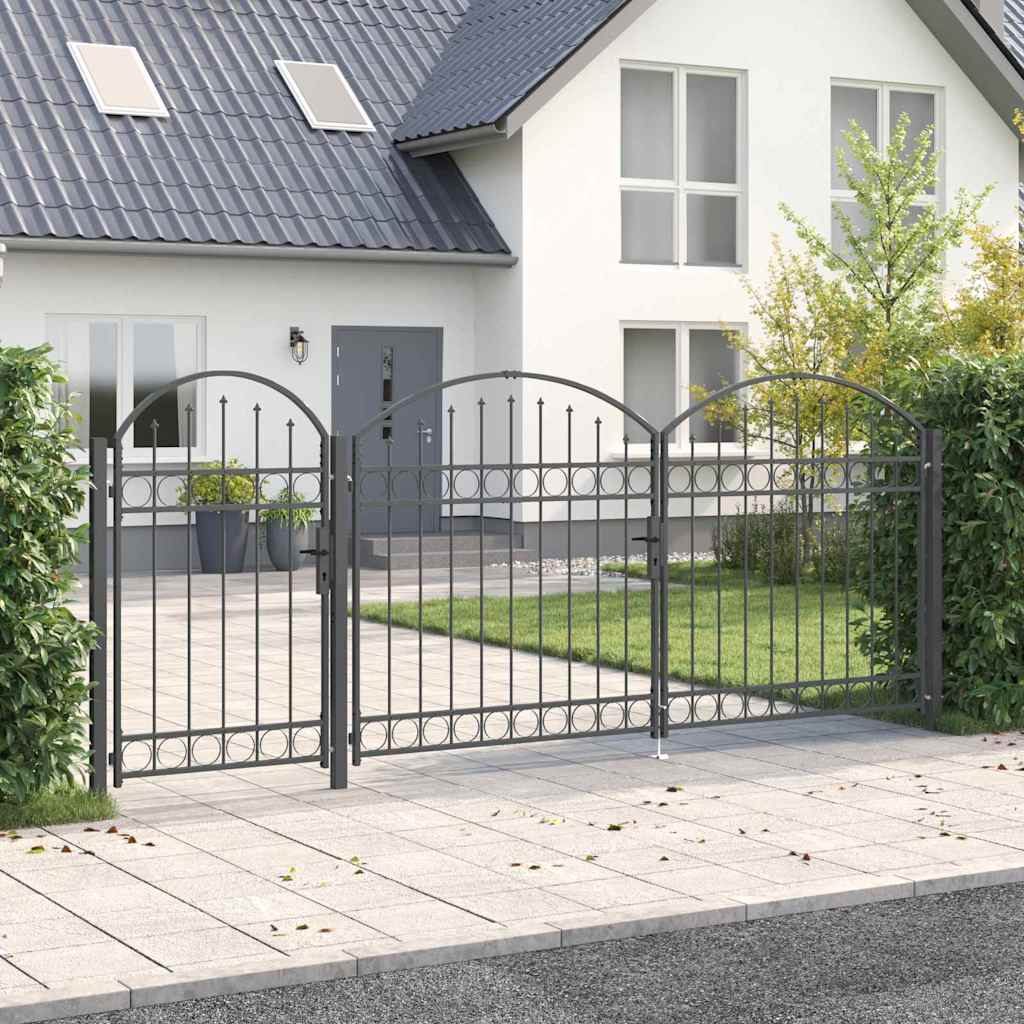 JUNG Vida Gartentor mit gewölbtem Oberteil Grau 400 x 100 cm Stahl