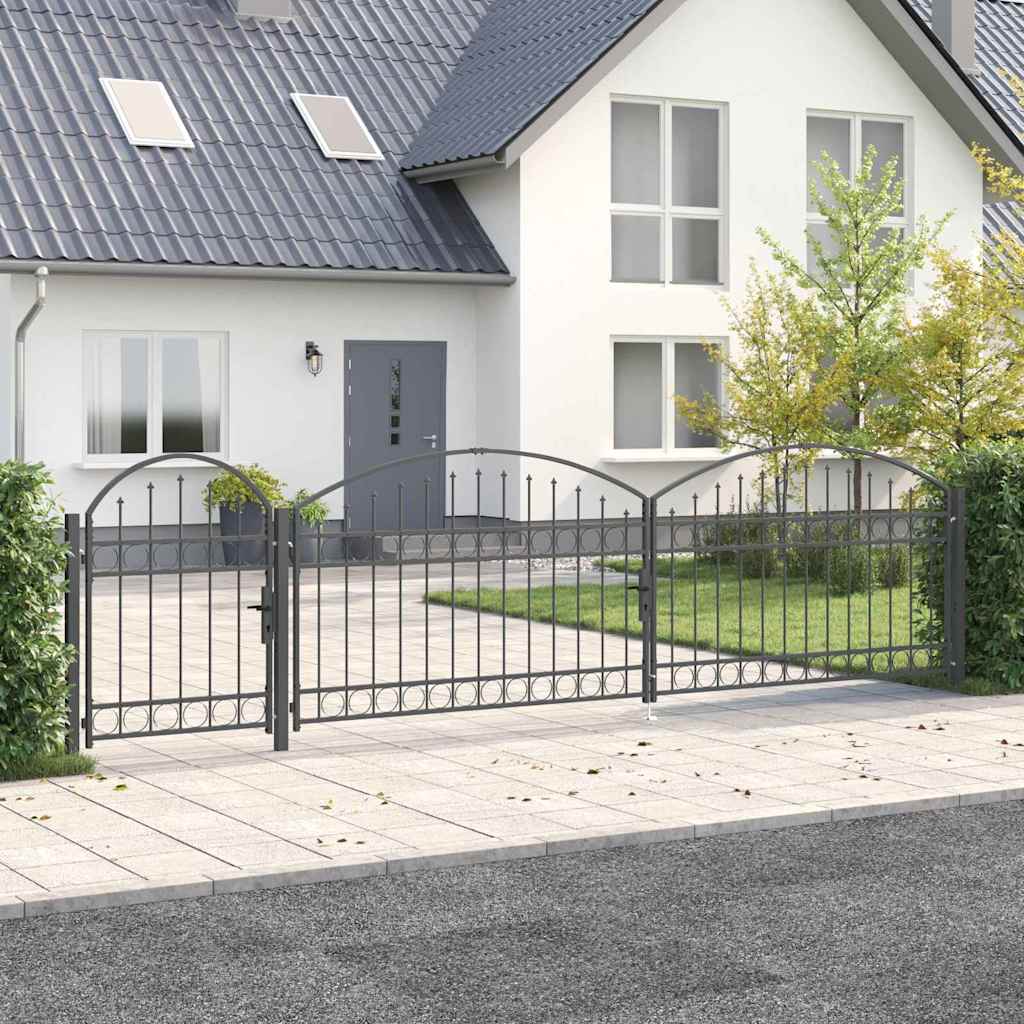 JUNG Vida Gartentor mit gewölbtem Oberteil Grau 500 x 75 cm Stahl