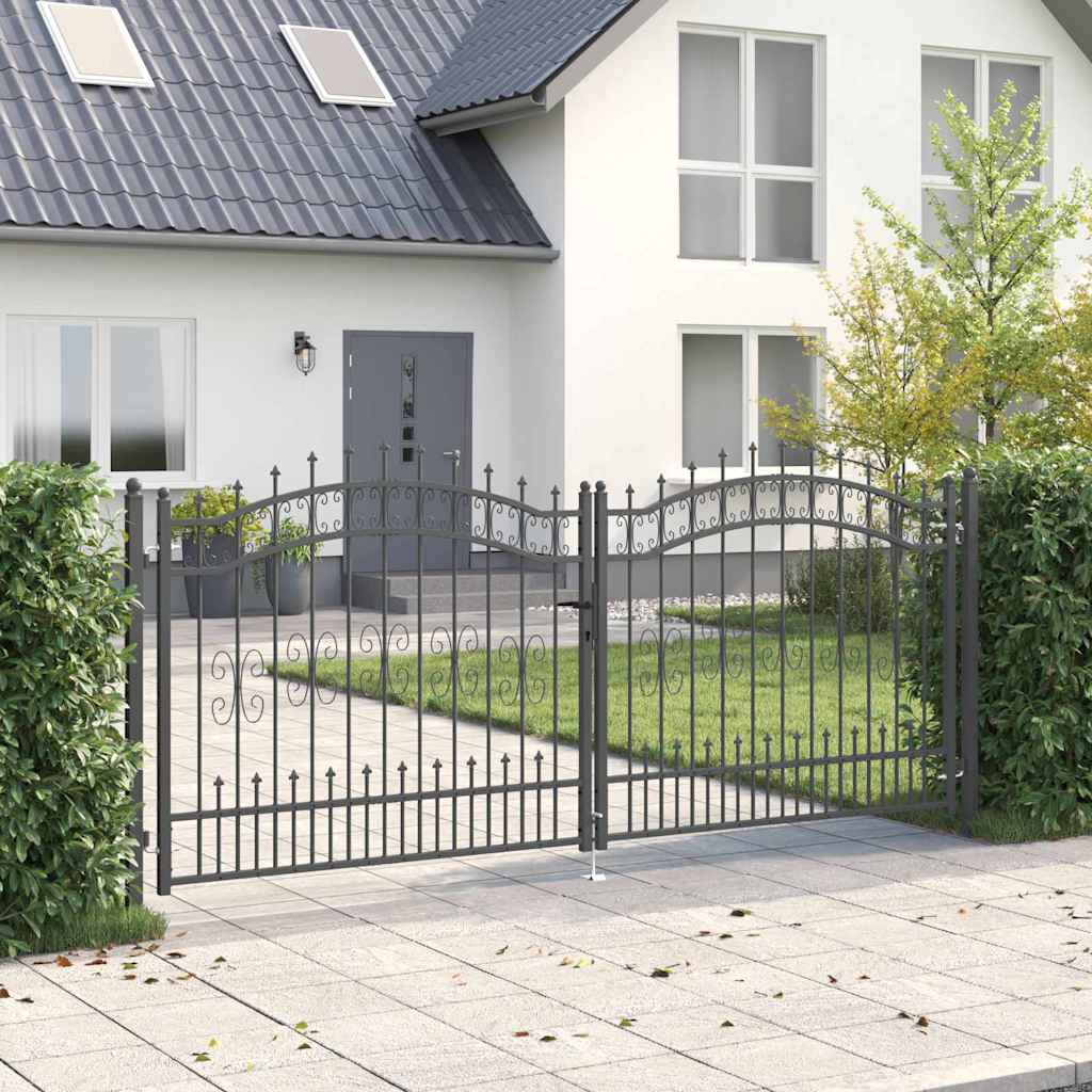 JUNG Vida Zauntor mit Speer-Top mit Schloss Grau 305 x 125 cm Stahl