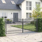 JUNG Vida Zauntor mit Speer-Top mit Schloss Grau 305 x 125 cm Stahl
