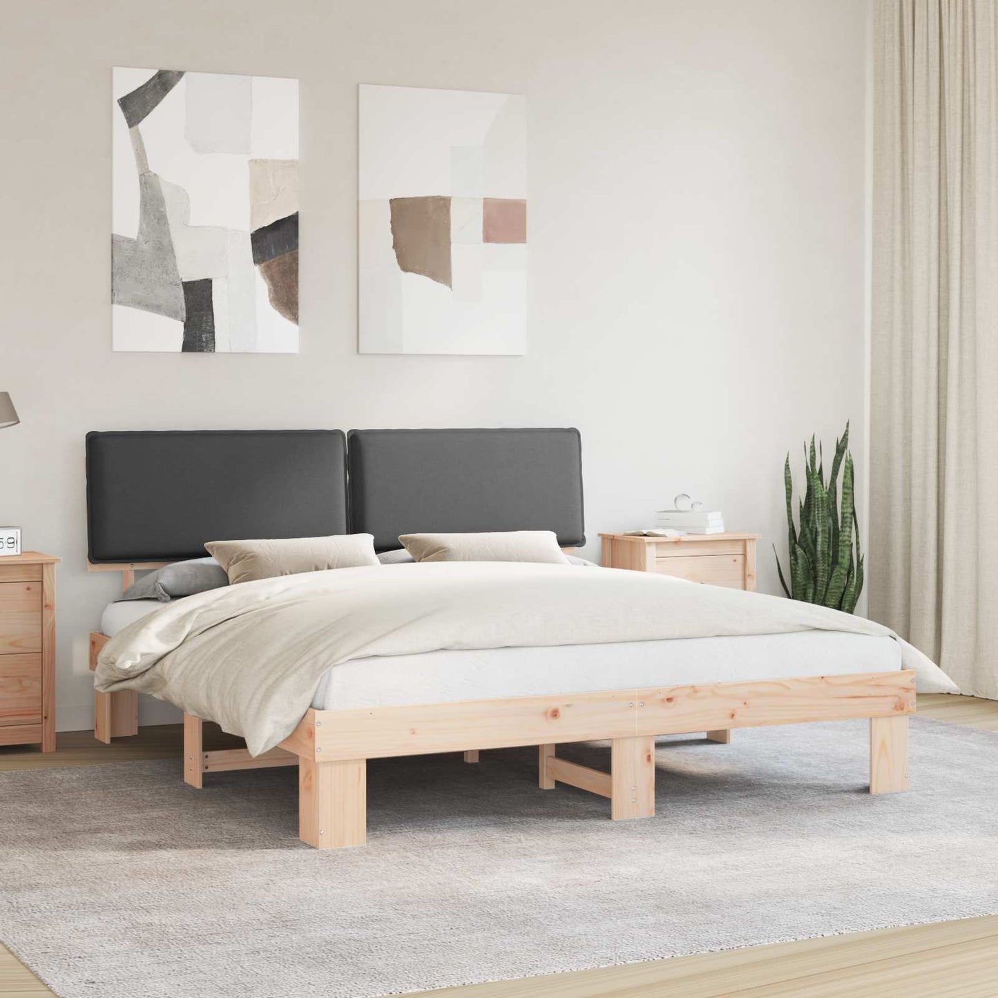 JUNG Vida Bettgestell mit gepolstertem Kopfteil Dunkelgrau 180 x 200 cm