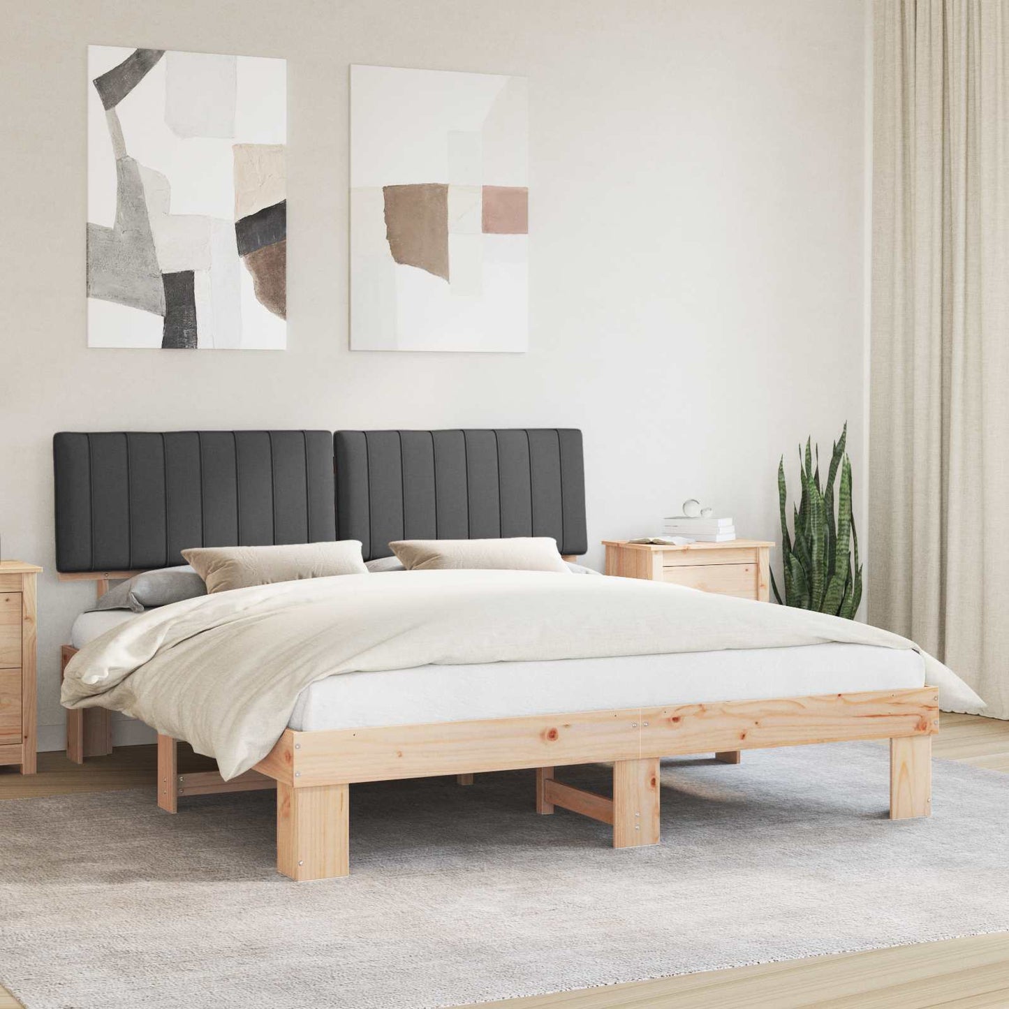 JUNG Vida Bettgestell mit gepolstertem Kopfteil Dunkelgrau 180 x 200 cm