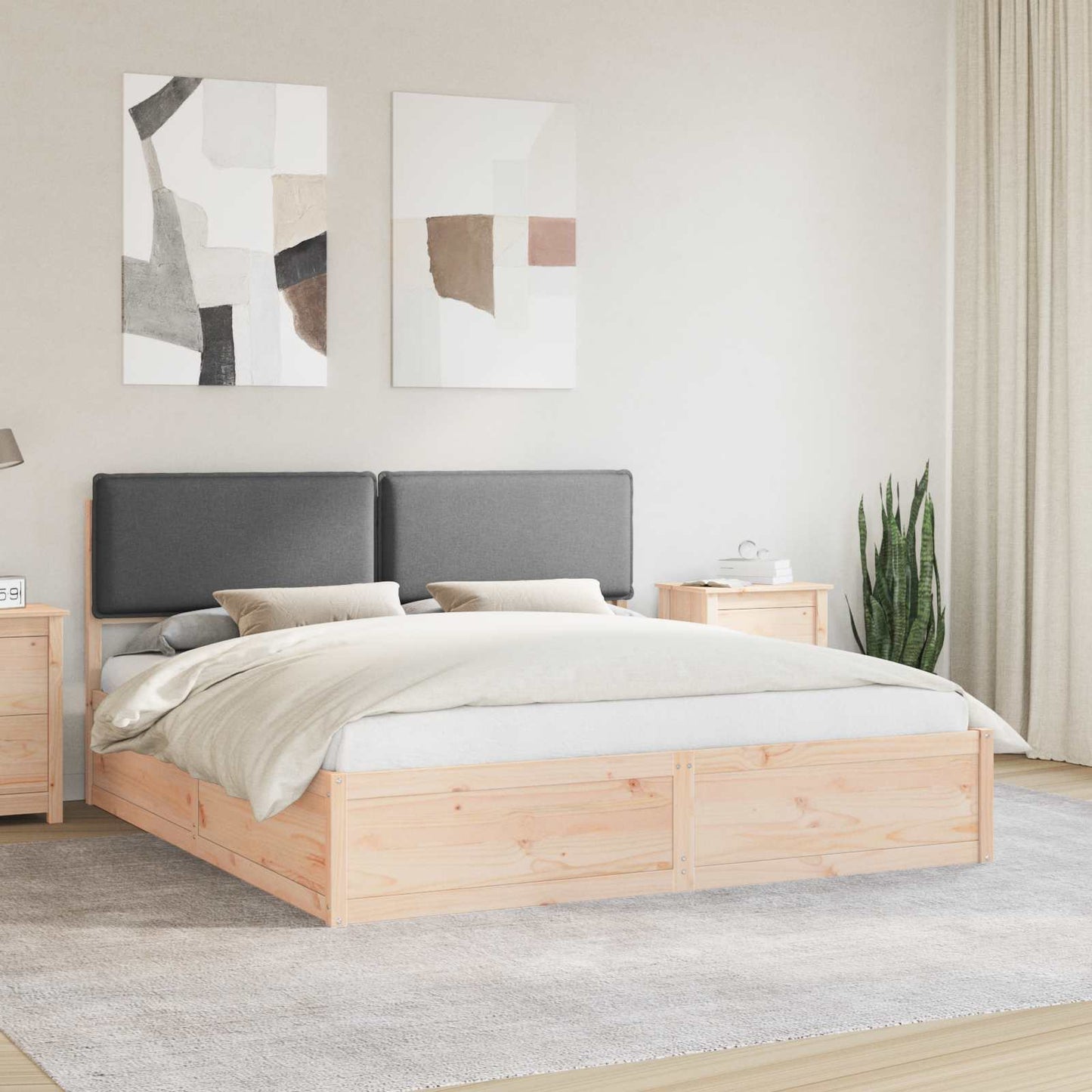 JUNG Vida Bettgestell mit gepolstertem Kopfteil Dunkelgrau 200 x 200 cm