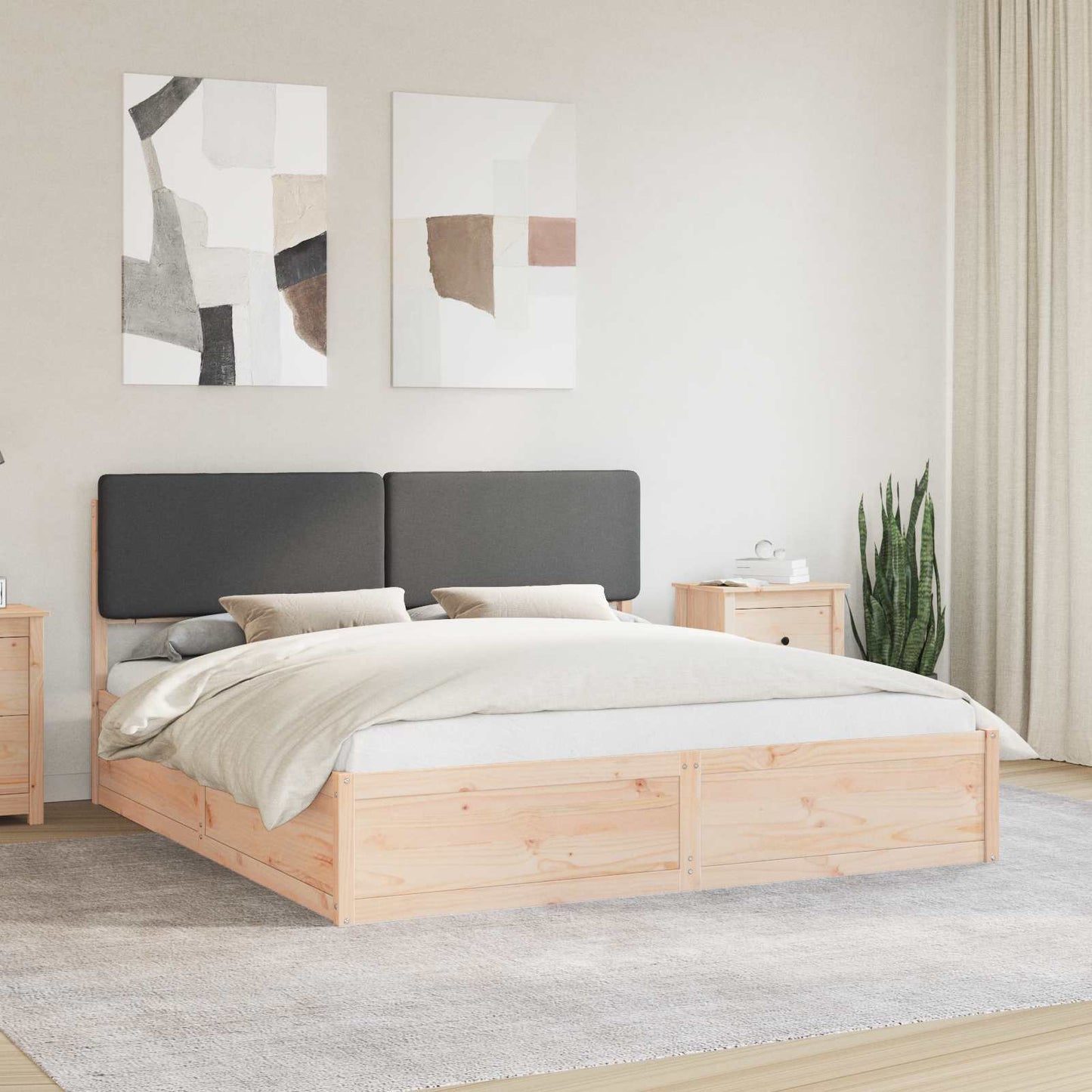 JUNG Vida Bettgestell mit gepolstertem Kopfteil Dunkelgrau 180 x 200 cm