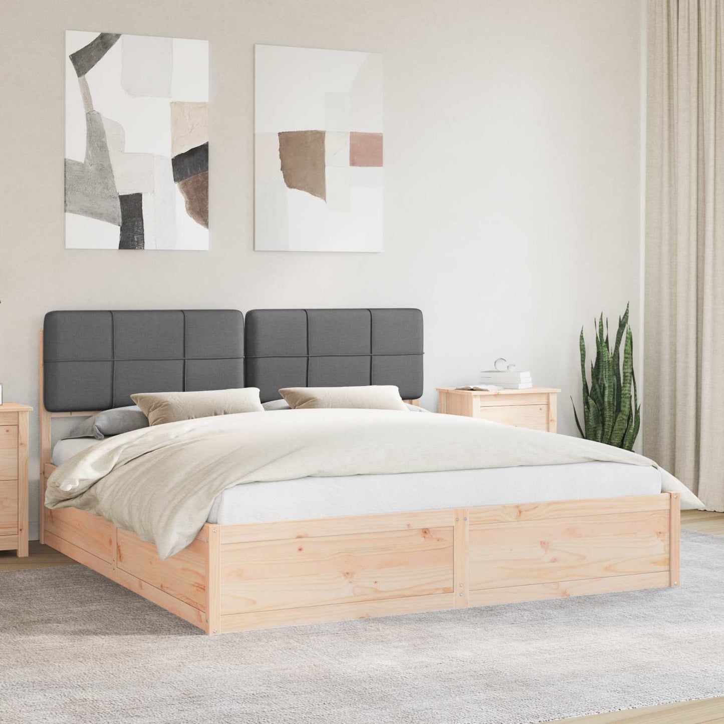 JUNG Vida Bettgestell mit gepolstertem Kopfteil Dunkelgrau 180 x 200 cm