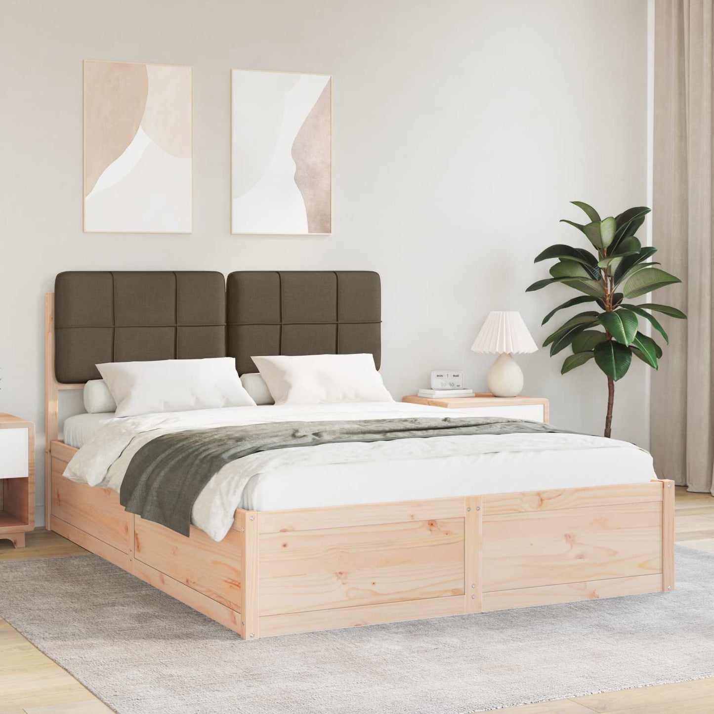 JUNG Vida Bettgestell mit gepolstertem Kopfteil Taupe 160 x 200 cm