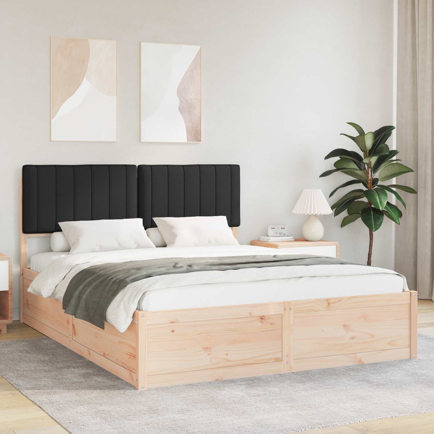 JUNG Vida Bettgestell mit gepolstertem Kopfteil Schwarz 160 x 200 cm