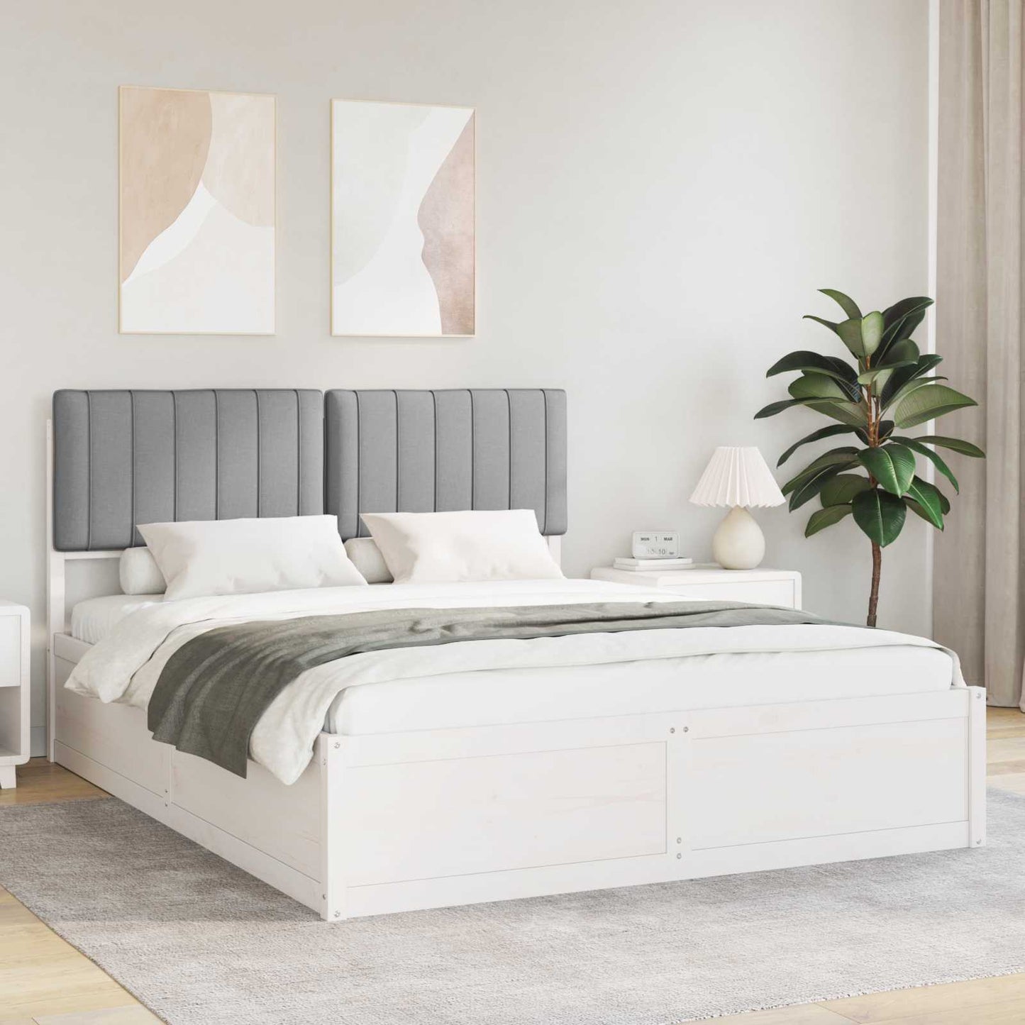 JUNG Vida Bettgestell mit gepolstertem Kopfteil Hellgrau 160 x 200 cm