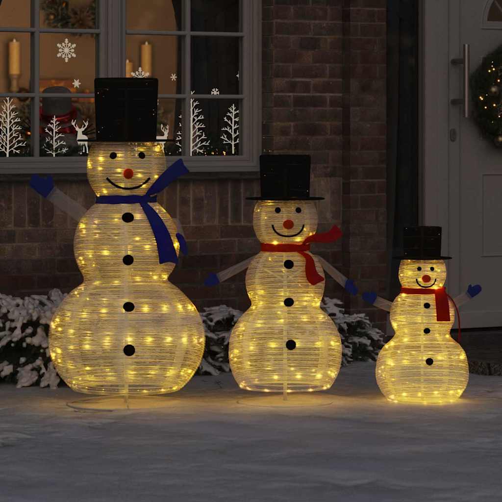 JUNG Vida Weihnachts-Schneemann Familie 3 pcs Warmes Weiß Stoff