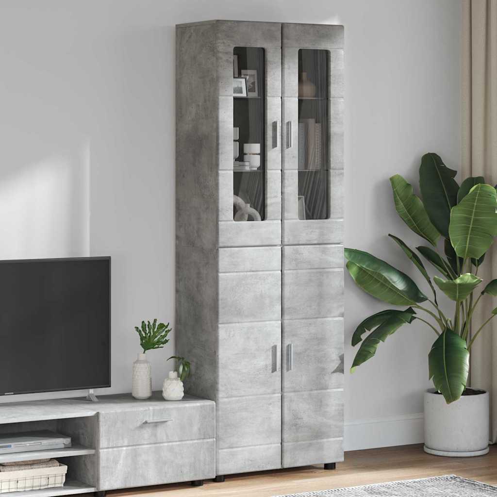 JUNG Vida Highboard mit Regal Beton Grau 60 x 35 x 182 cm Holzwerkstoff