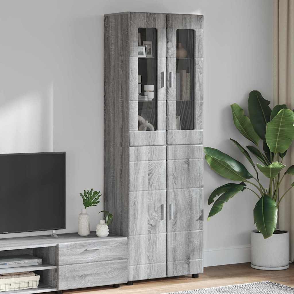 JUNG Vida Highboard mit Tür Graues Sonoma 60 x 35 x 182 cm Holzwerkstoff