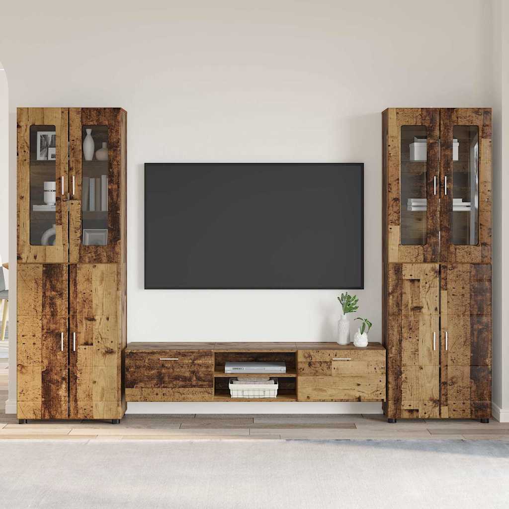 JUNG Vida TV-Schrankset mit Schubladen mit Regal Altholz Holzwerkstoff