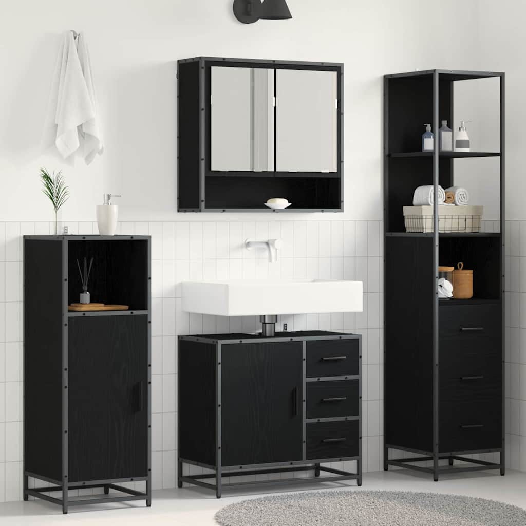 JUNG Vida Badezimmermöbel-Set 3 pcs Schwarz Eichen-Optik Holzwerkstoff