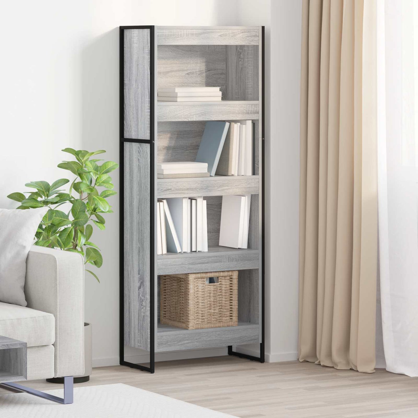 JUNG Vida Bücherregal Graues Sonoma 80 x 30 x 155 cm Holzwerkstoff