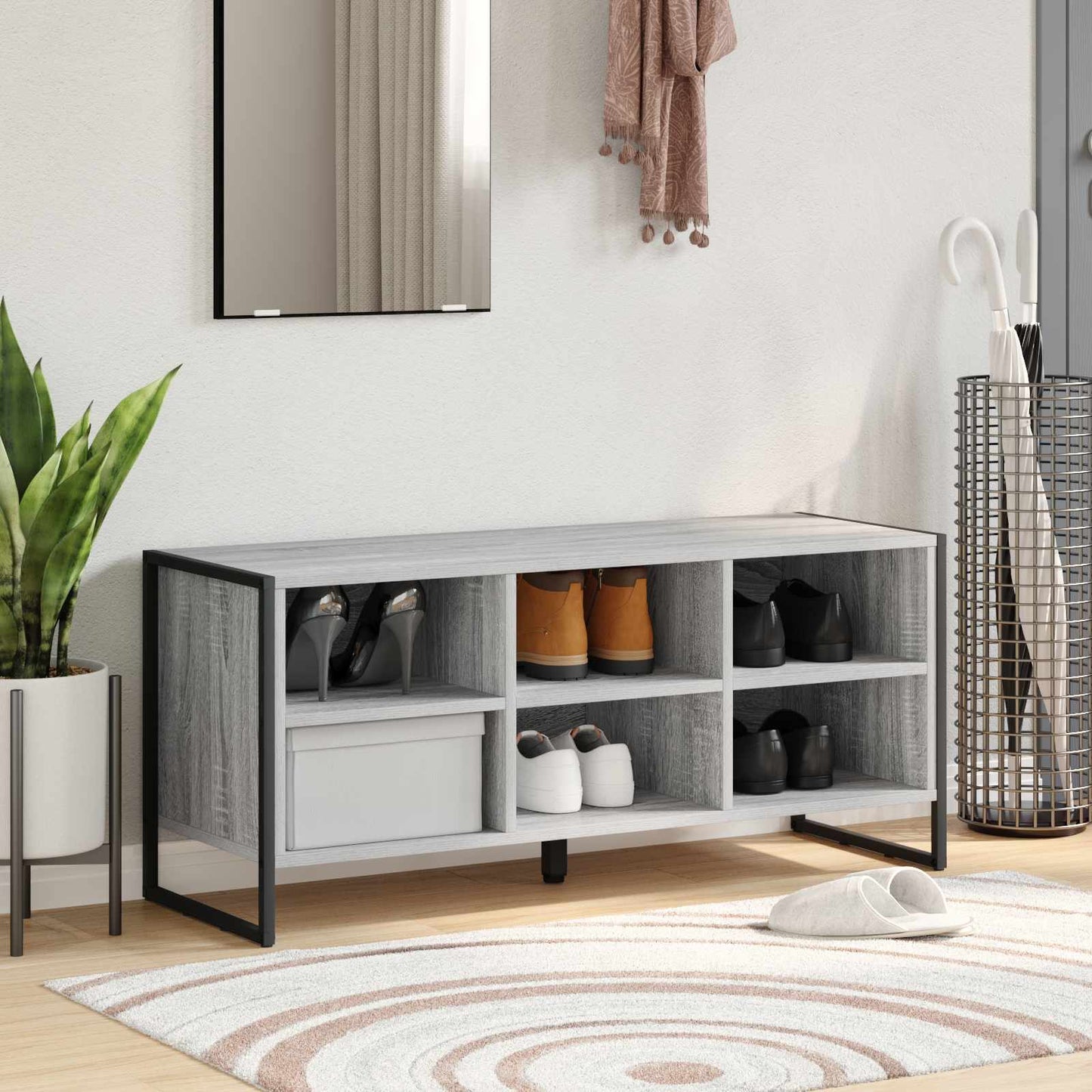 JUNG Vida Schuhschrank Graues Sonoma 60 x 35 x 44 cm Holzwerkstoff
