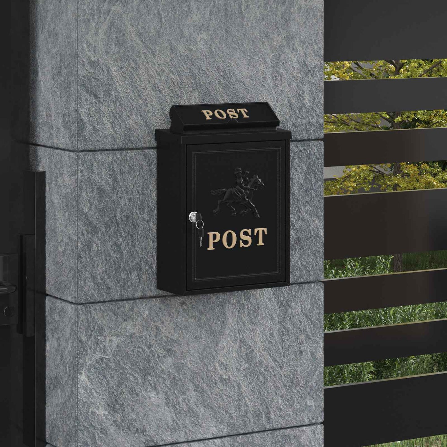 JUNG Vida Wandmontierter Briefkasten mit Speicher Schwarz 29 x 13 x 41 cm