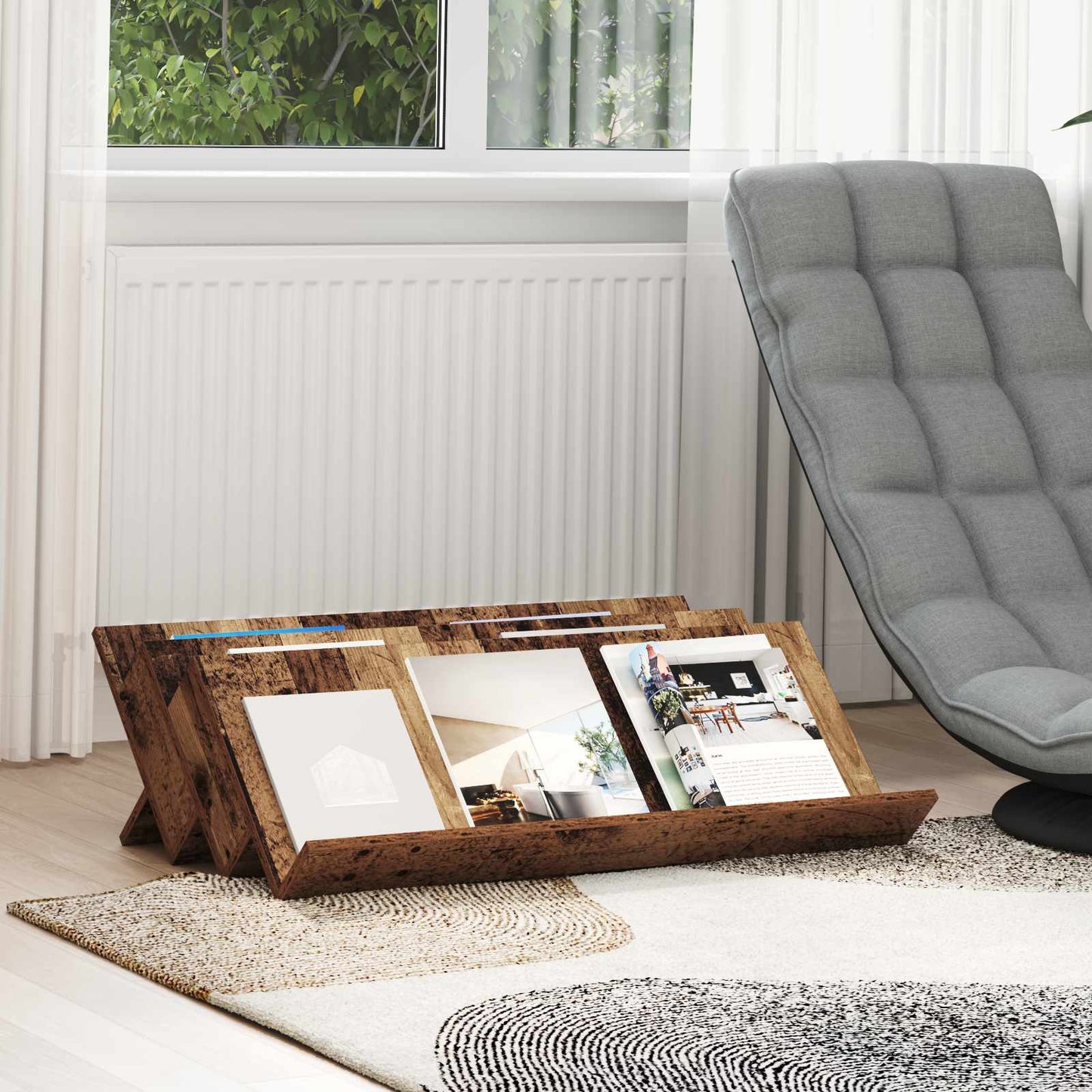 JUNG Vida Magazinregal mit Regal Altholz 90 x 53 x 28,5 cm Holzwerkstoff