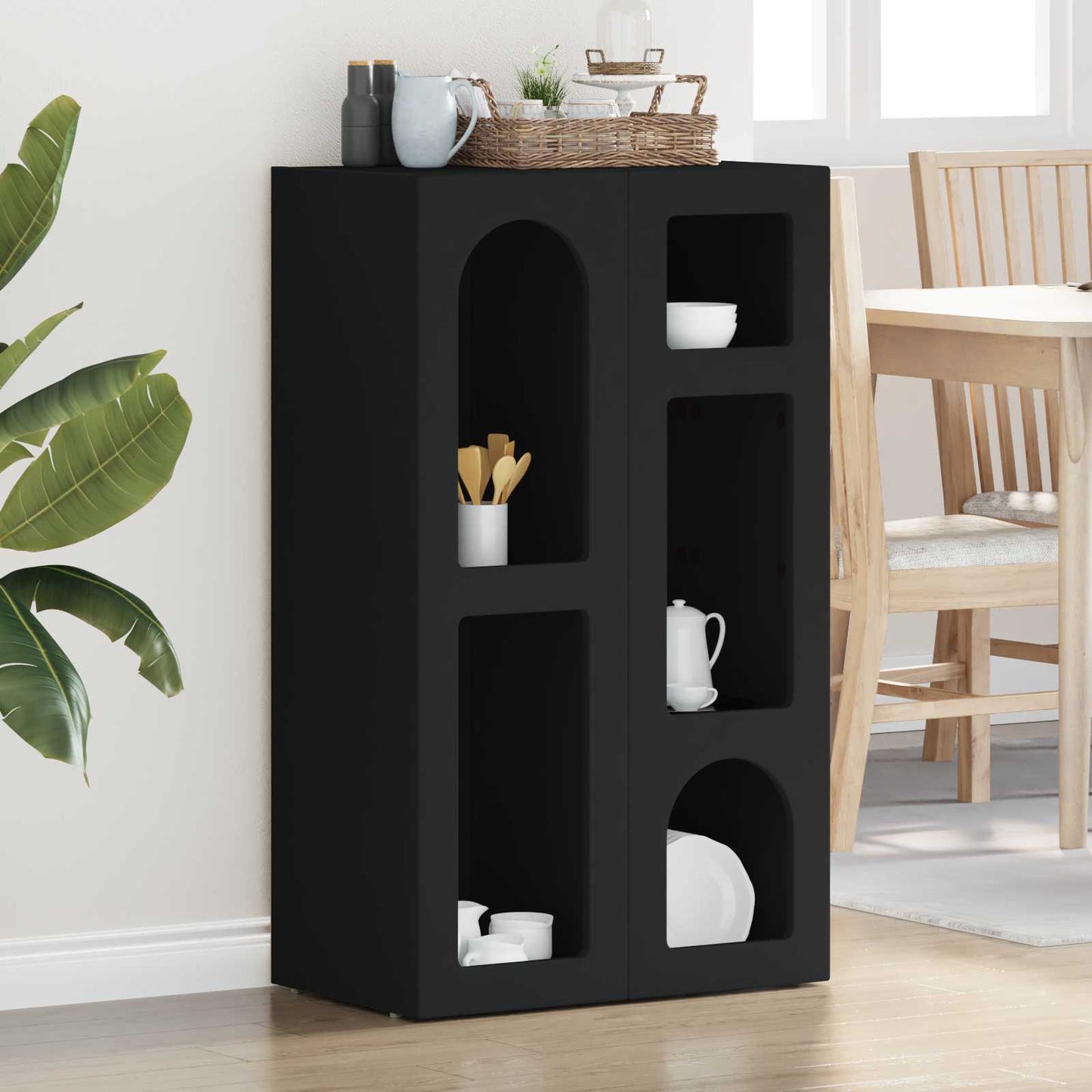 JUNG Vida Sideboard Schwarz 59 x 35 x 100,5 cm Holzwerkstoff