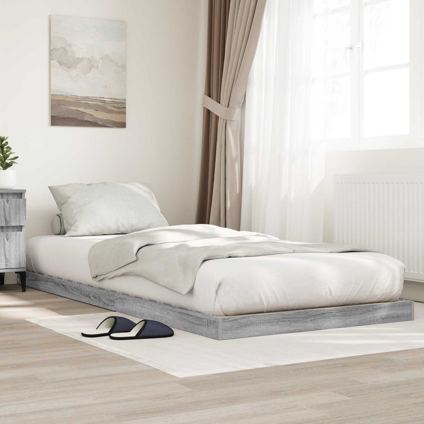 JUNG Vida Bodenbettrahmen Graues Sonoma 96,5 x 200 cm Holzwerkstoff