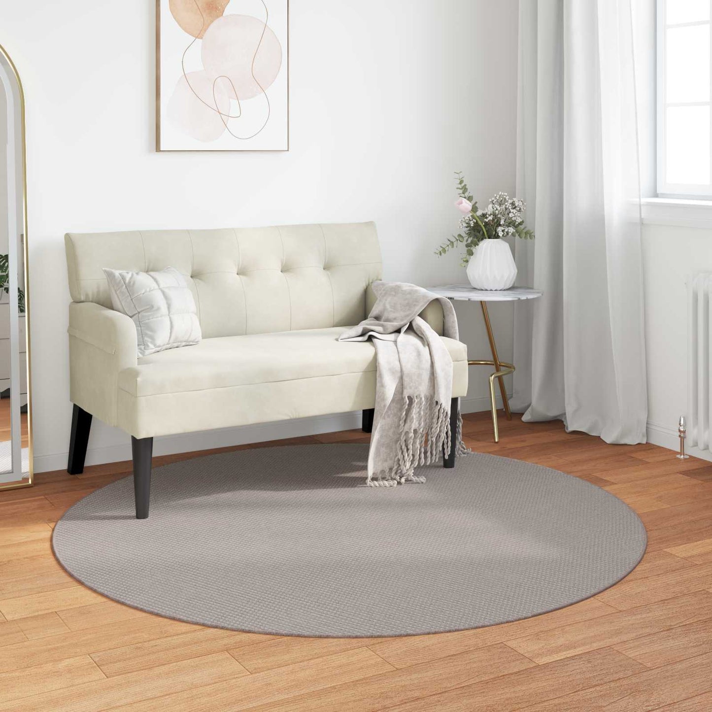 JUNG Vida Bereichsteppiche Rund HUARTE Creme und Taupe Ø 200 CM Polyester
