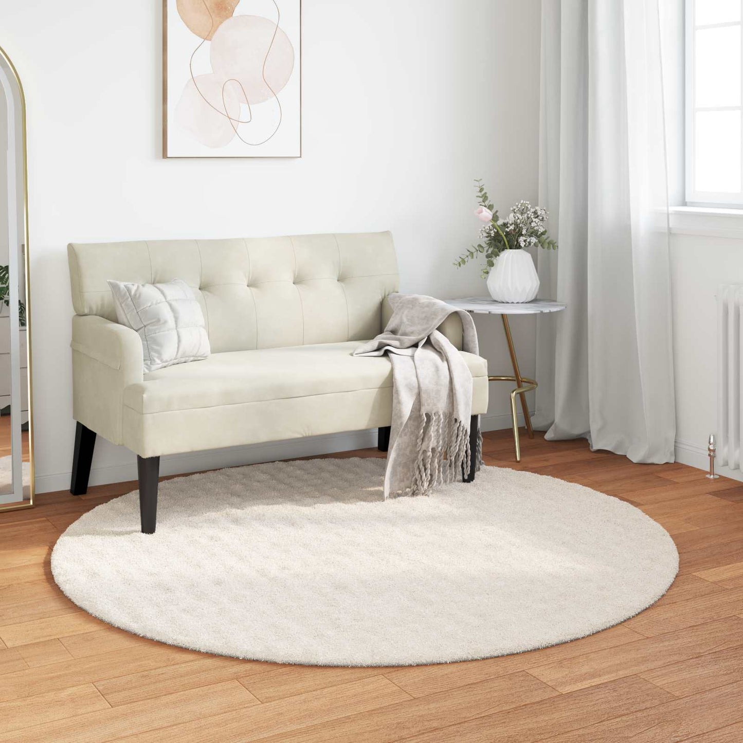 JUNG Vida Bereichsteppiche Rund HUARTE Creme Ø 120 CM Polyester